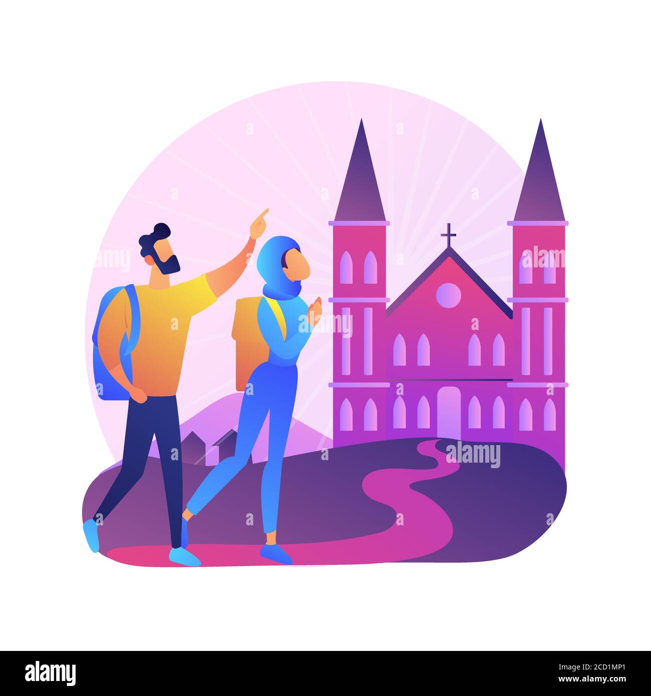 Christian pilgrimages abstract concept vector illustration. Stock Vector