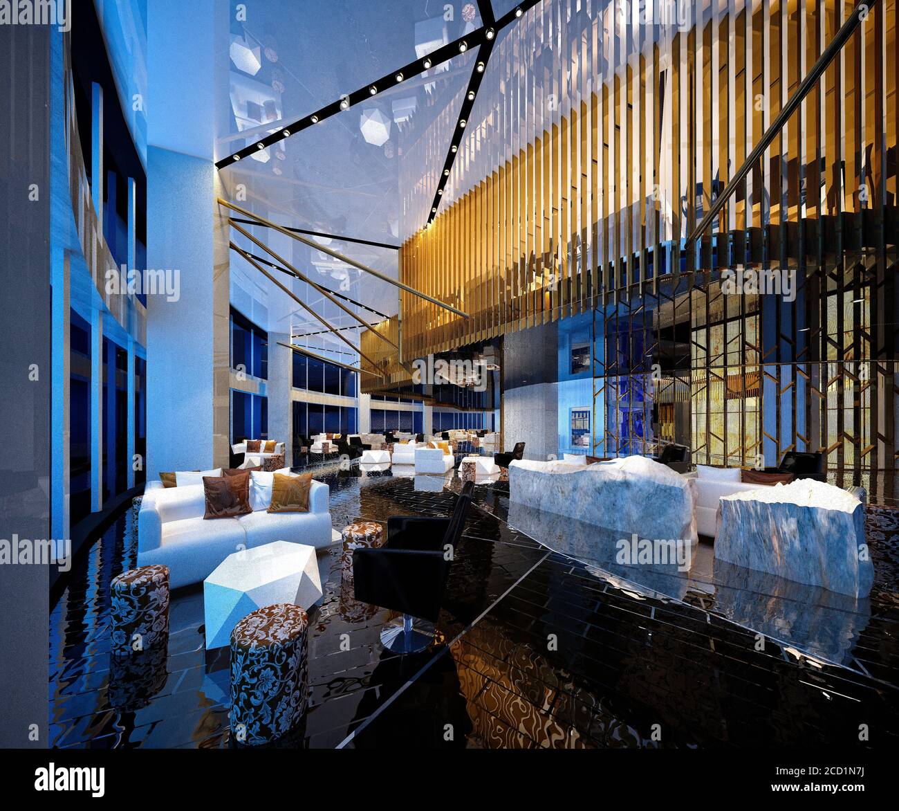 3d render of luxury hotel reception and lobby Stock Photo - Alamy