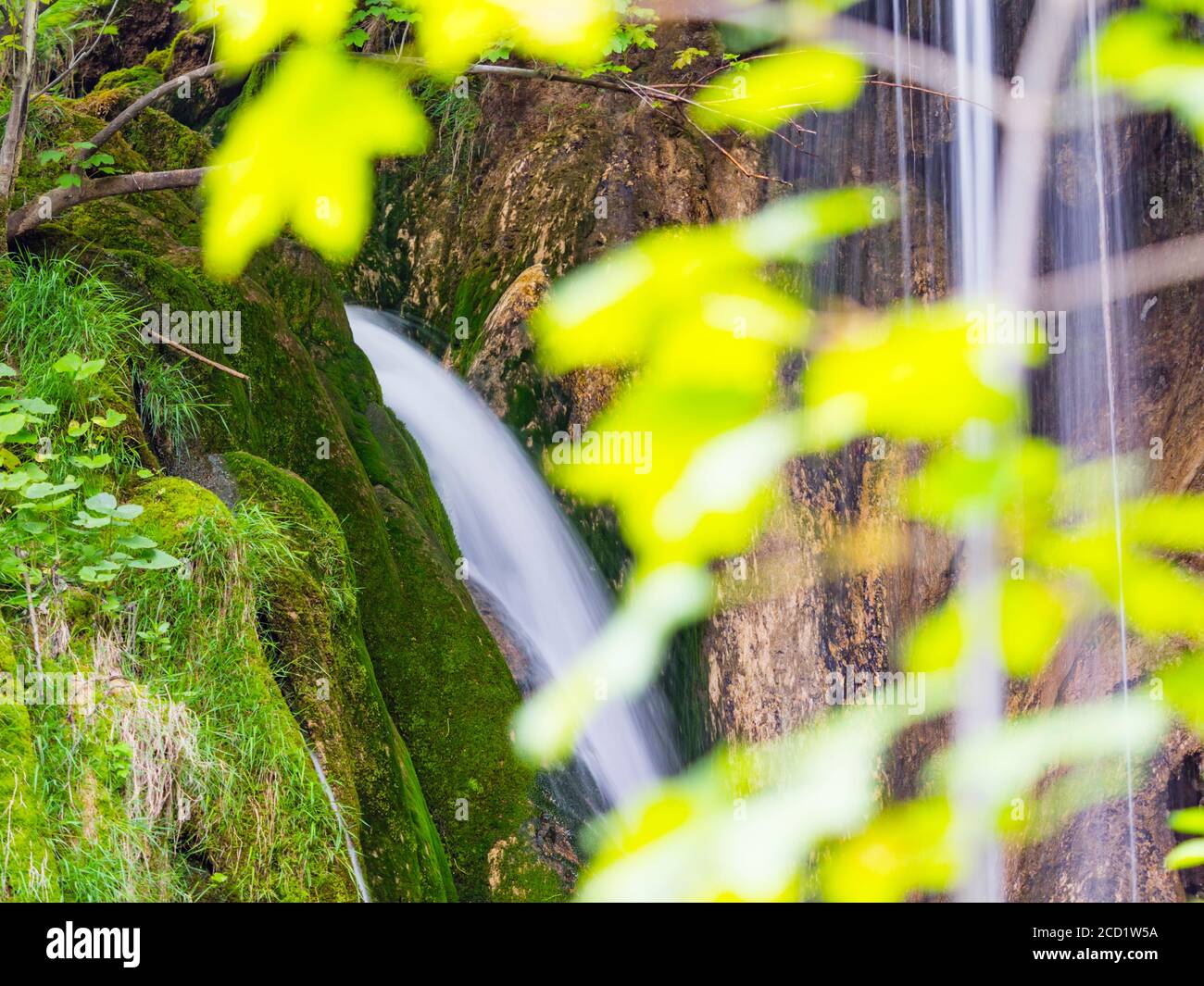 Plitvice lakes in Croatia Europe water flowing waterflow waterfall Stock Photo