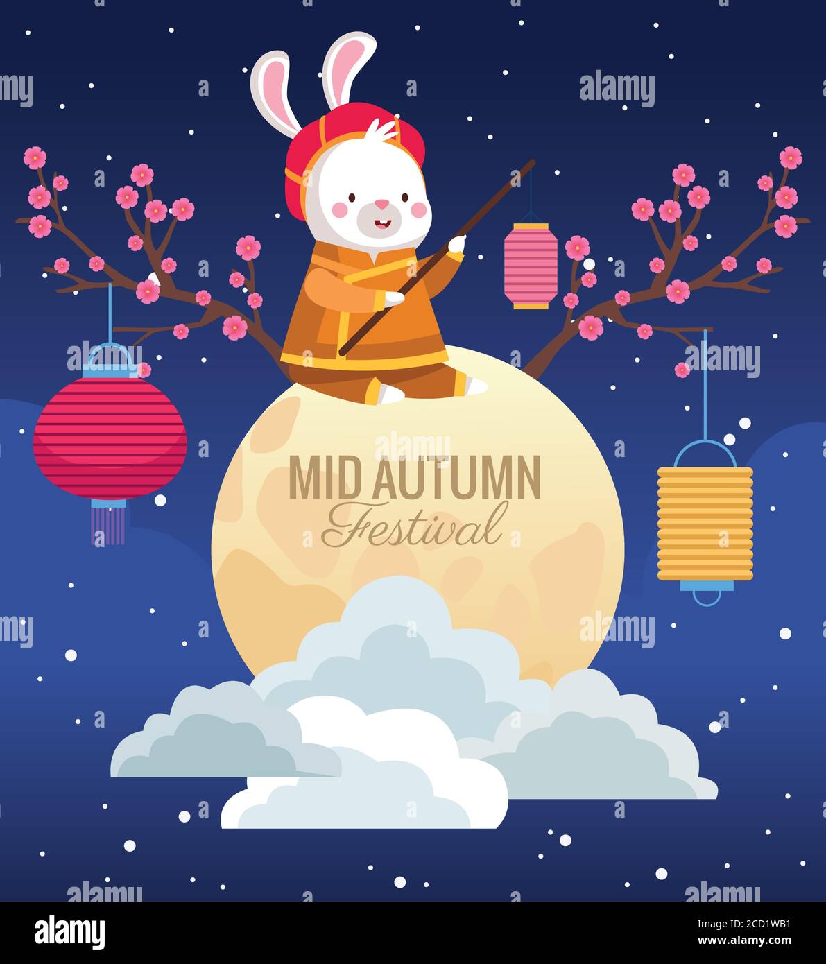 Mid autumn lettering in fullmoon hi-res stock photography and images ...