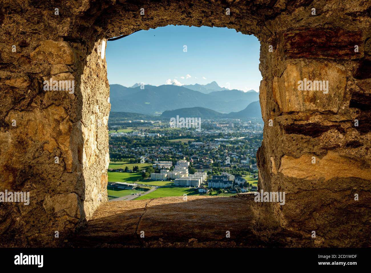 View towards Villach from Landskron Castle Stock Photo
