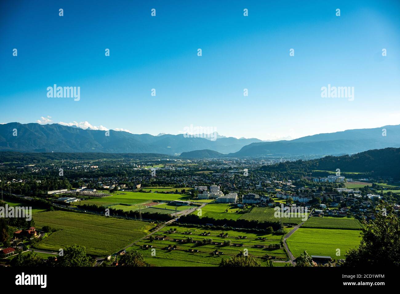 View towards Villach from Landskron Castle Stock Photo