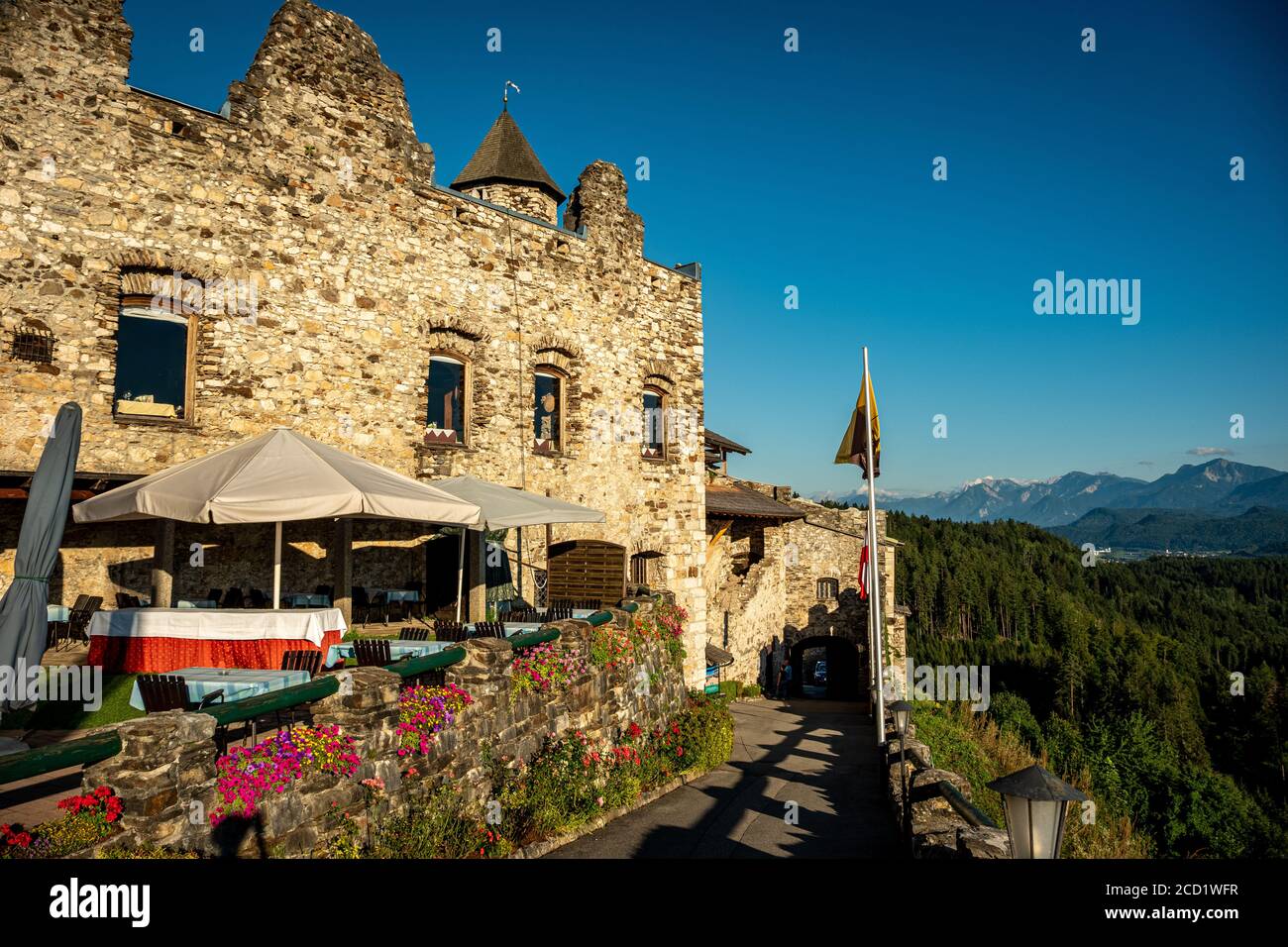 Restaurant of Landskron Castle Stock Photo