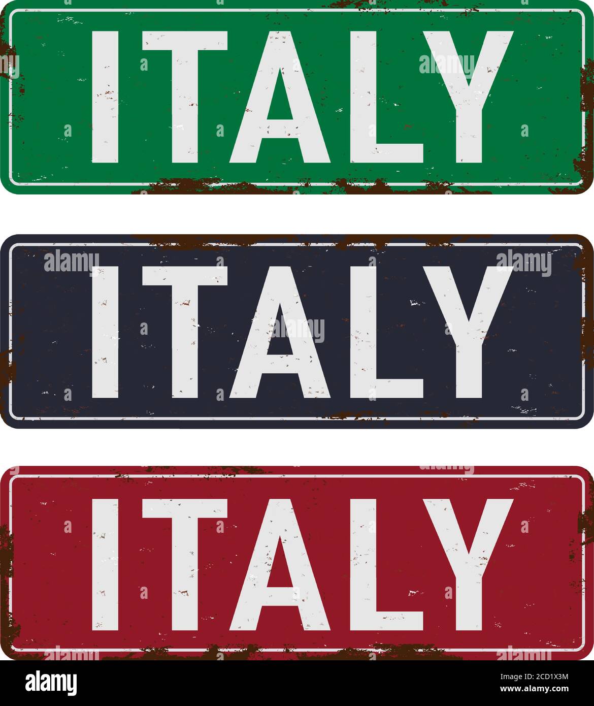 Vintage metal sign set Italy on a white background Vector EPS 10 Stock