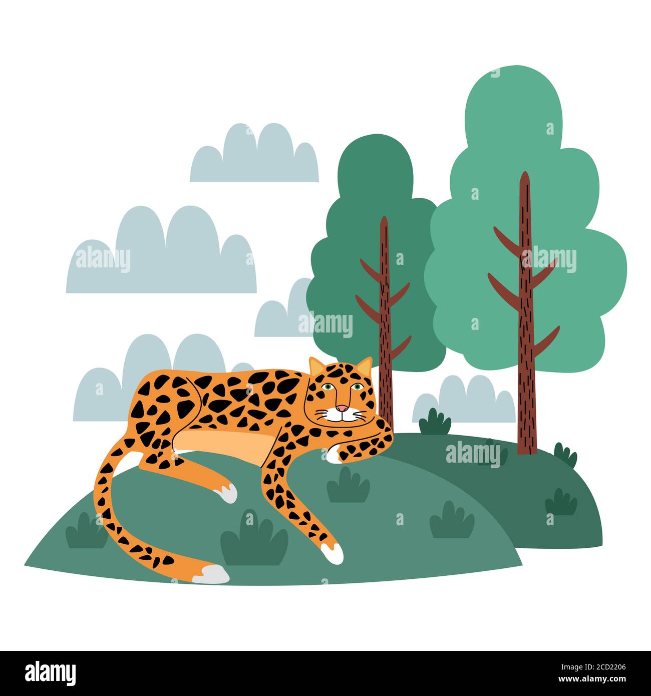 wild leopard in the landscape scene vector illustration design Stock ...