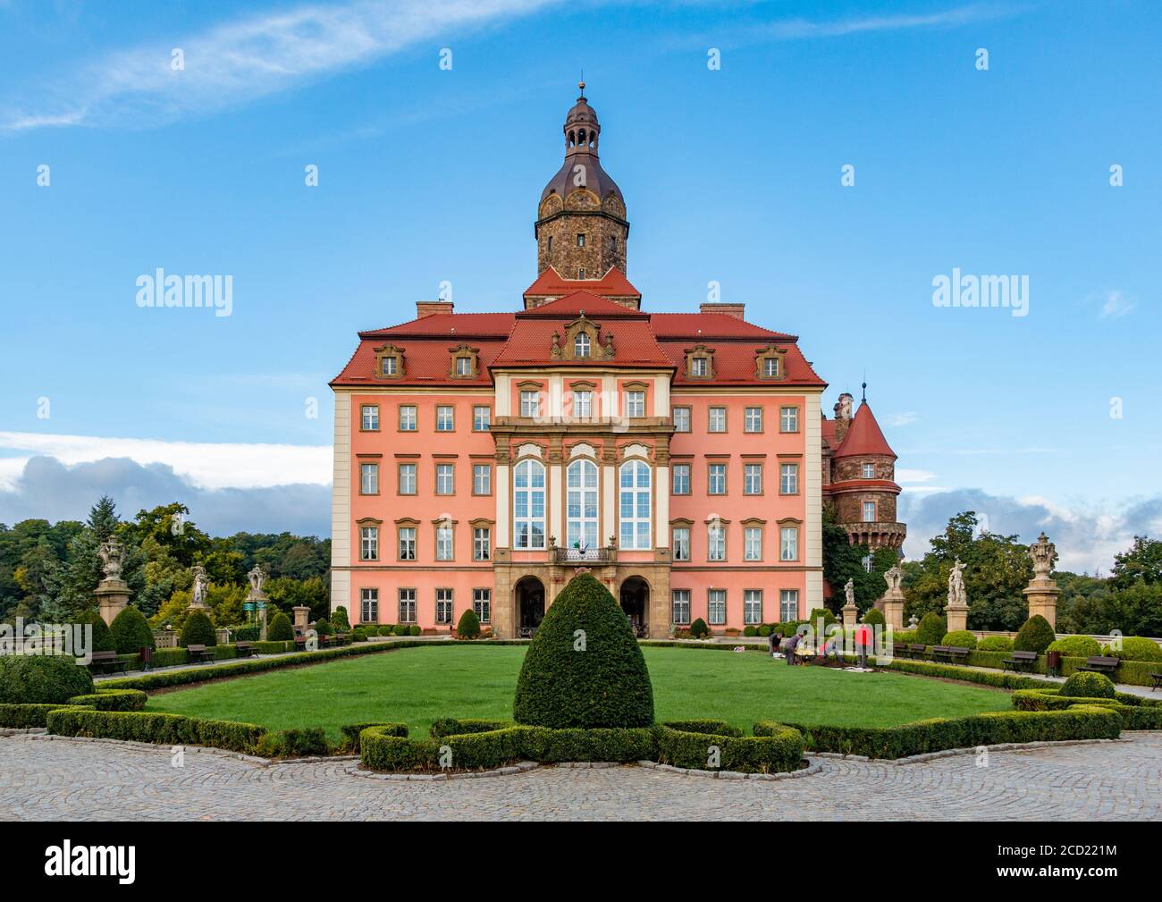 A picture of the front courtyard / garden of the Książ Castle. Stock Photo