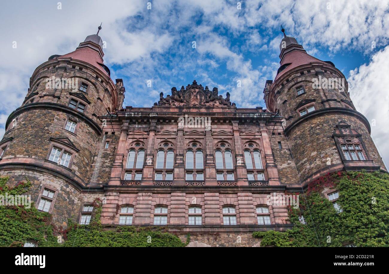 A picture of the rear facade of the Książ Castle. Stock Photo