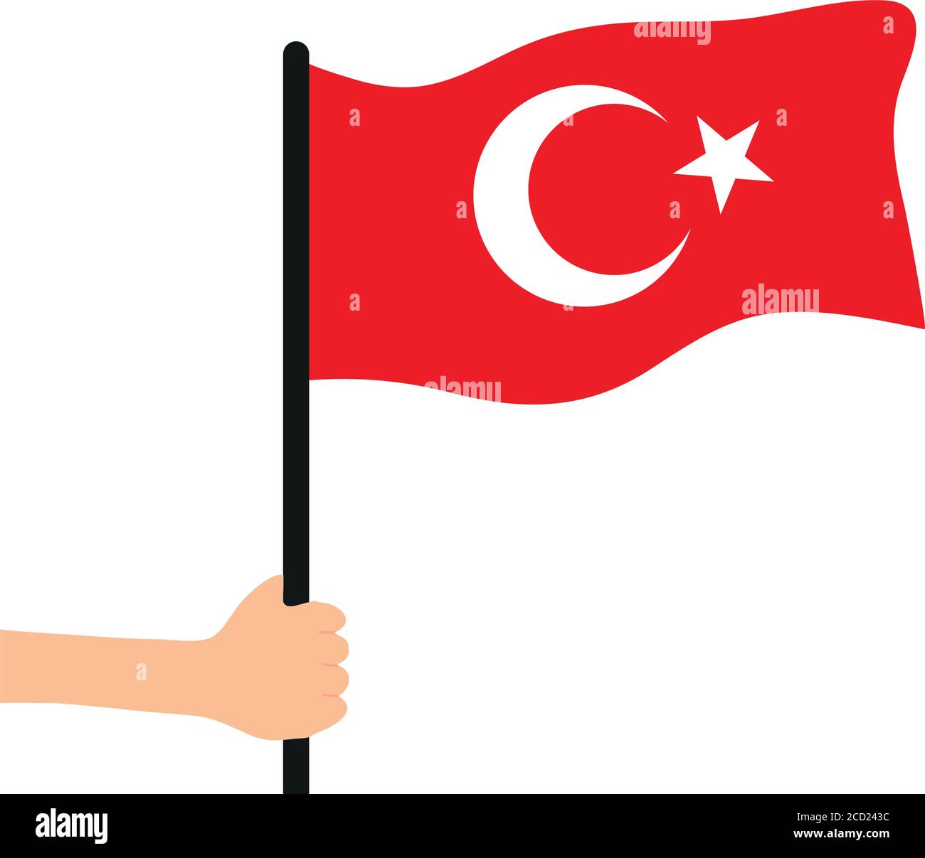 hand holding a turkey flag icon over white background, flat style ...