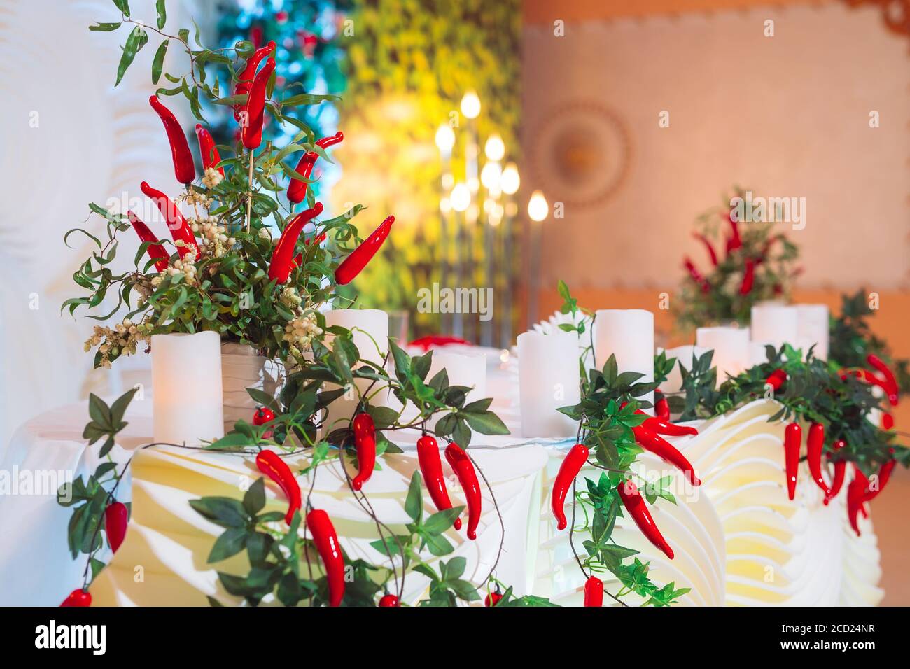 Wedding couple's table on the wedding day Stock Photo