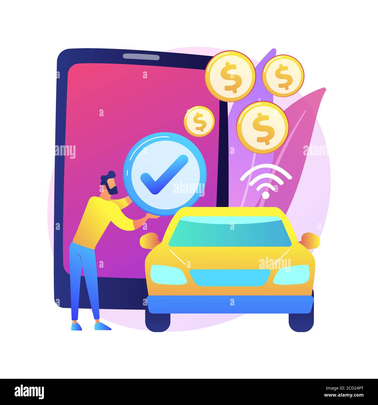 In vehicle payments abstract concept vector illustration Stock Vector