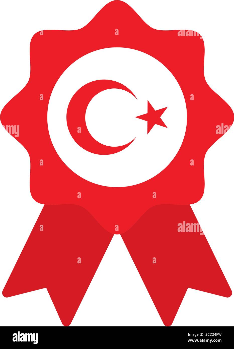award ribbon with turkey crescent moon design over white background ...
