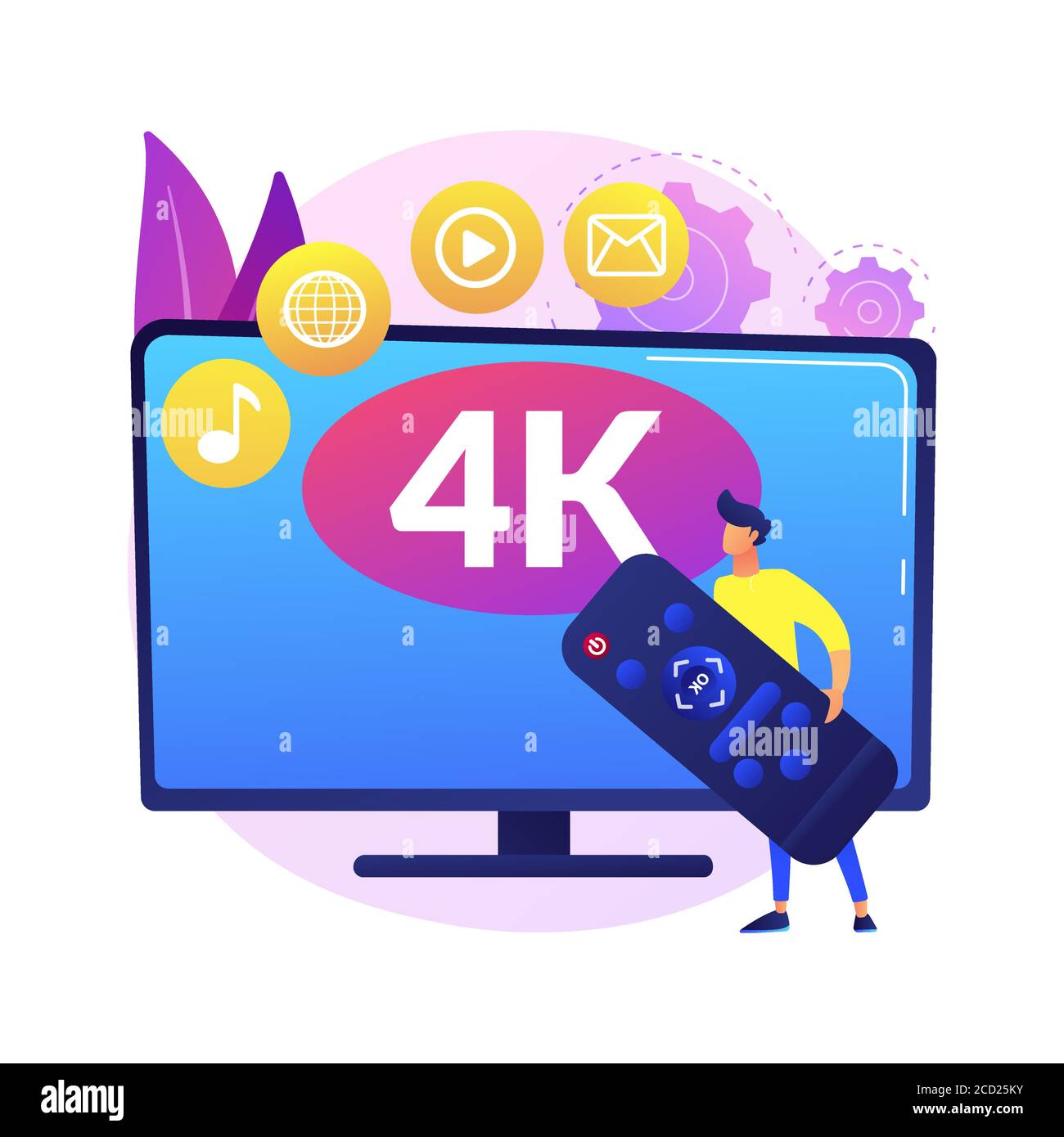 UHD smart TV abstract concept vector illustration. Stock Vector