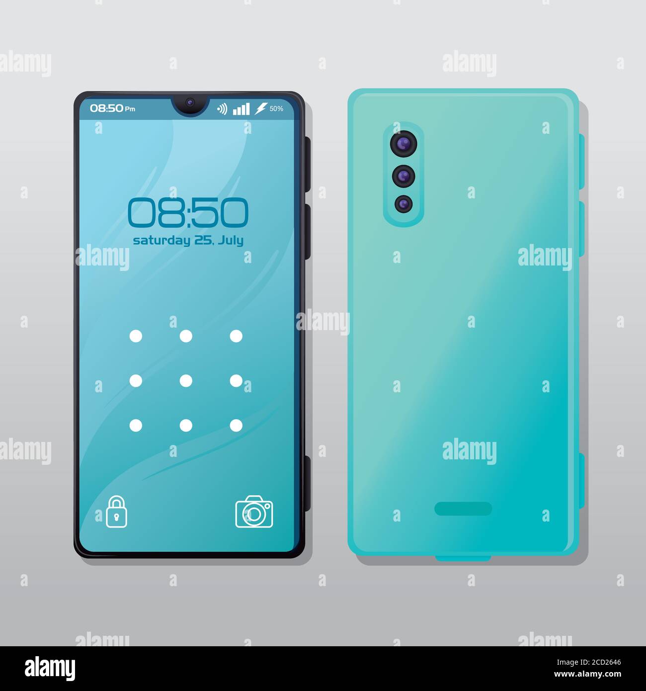 realistic smartphones mockup with pattern lock in screen Stock Vector ...