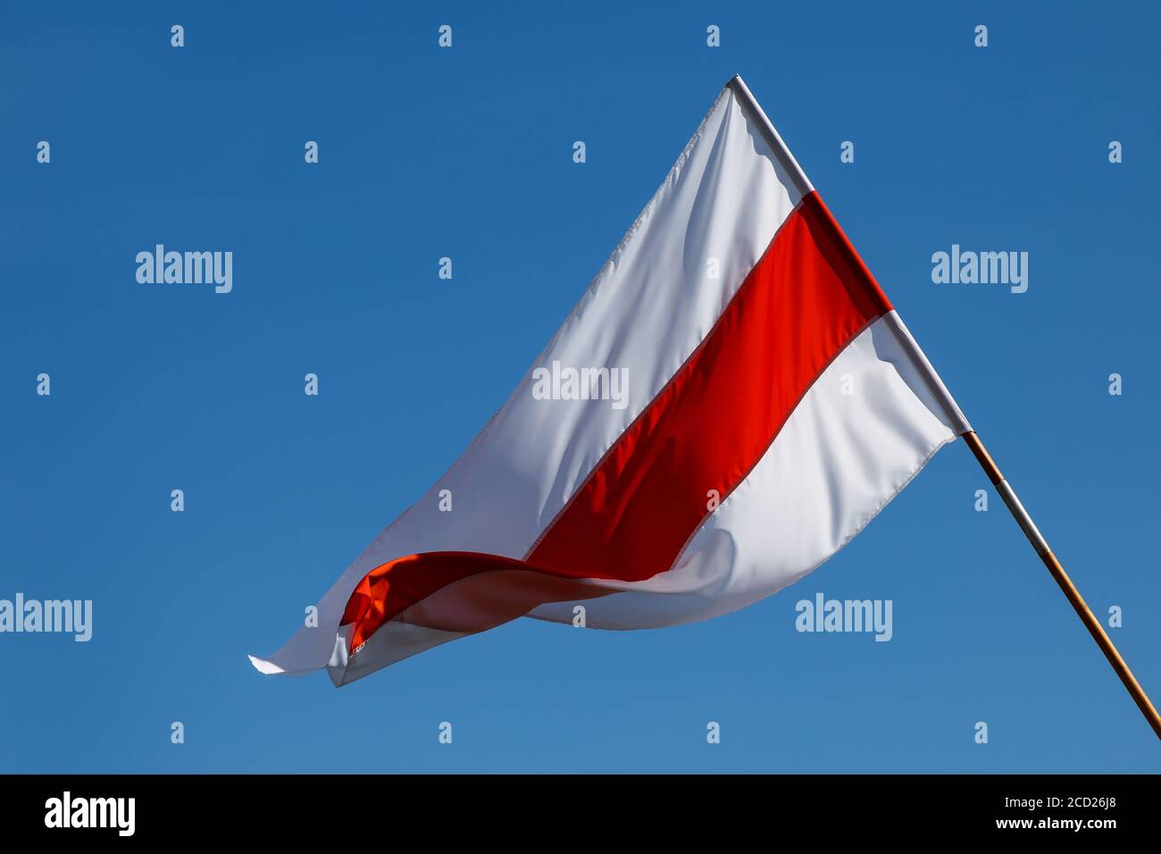 New Belarus white-red-white flag. Protest and historical authentic flag Stock Photo