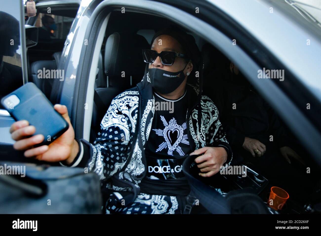 Rio de Janeiro,  Brazil  August 23,  Brazilian former soccer player Ronaldinho Gaucho arrives at Galeao airport arriving from Paraguay where was in prison Stock Photo