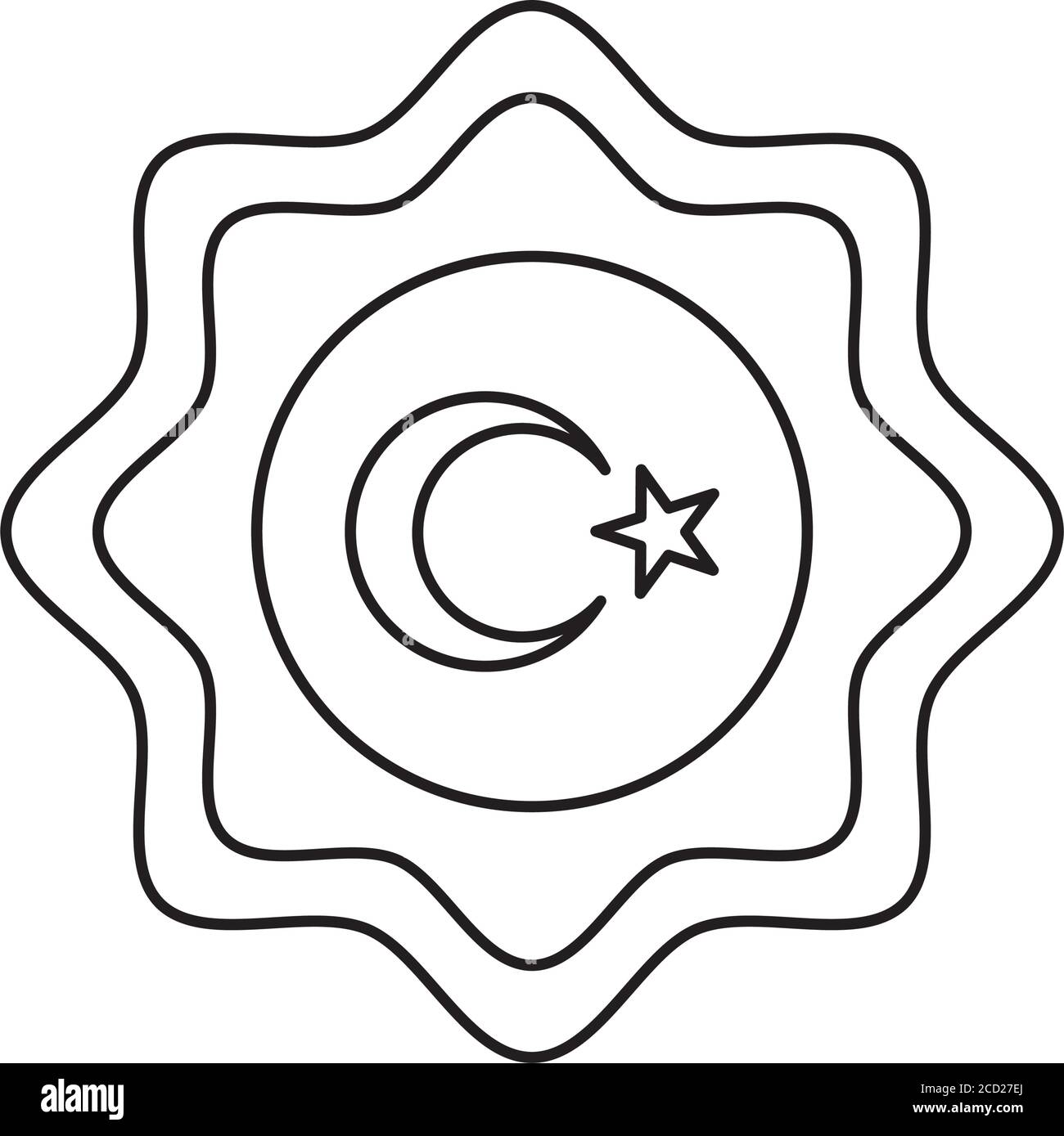 arabian star with turkey flag design over white background, line style, vector illustration Stock Vector