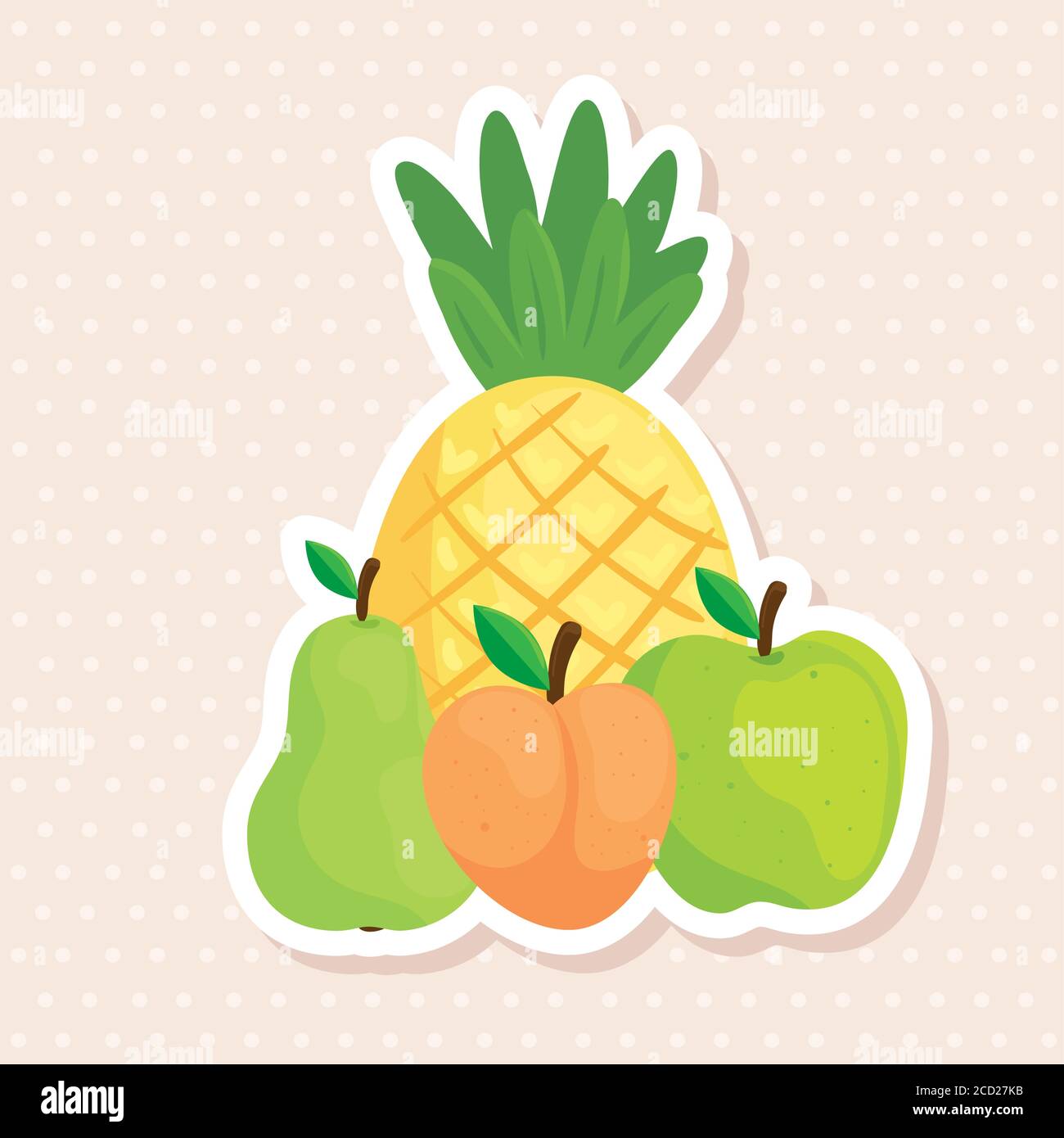 tropical fruits, pineapple, pear, apple and peach Stock Vector Image ...