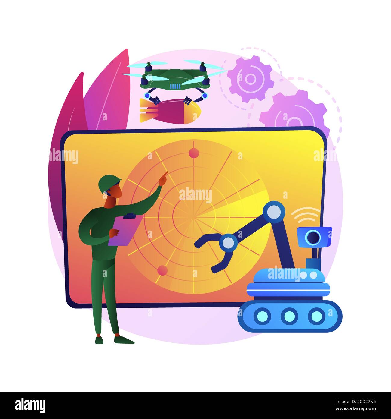 Military robotics abstract concept vector illustration. Stock Vector