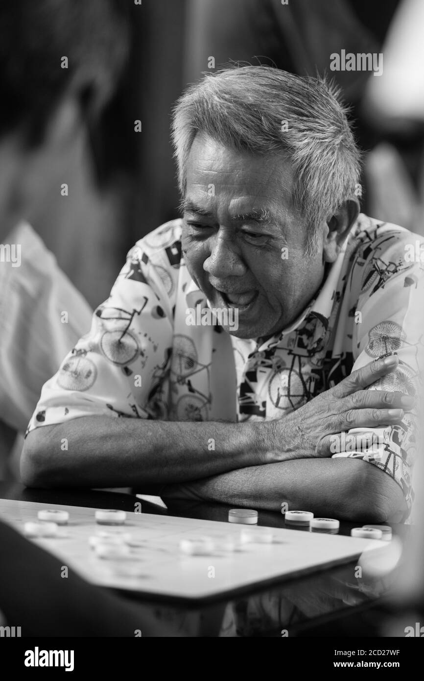 Xiangqi being Played in Singapore Stock Photo