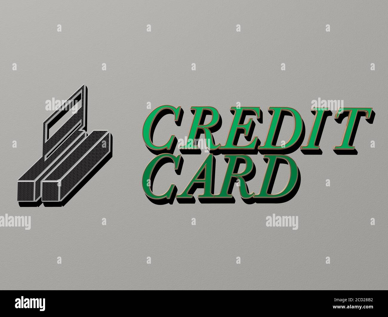 credit card icon and text on the wall, 3D illustration Stock Photo - Alamy