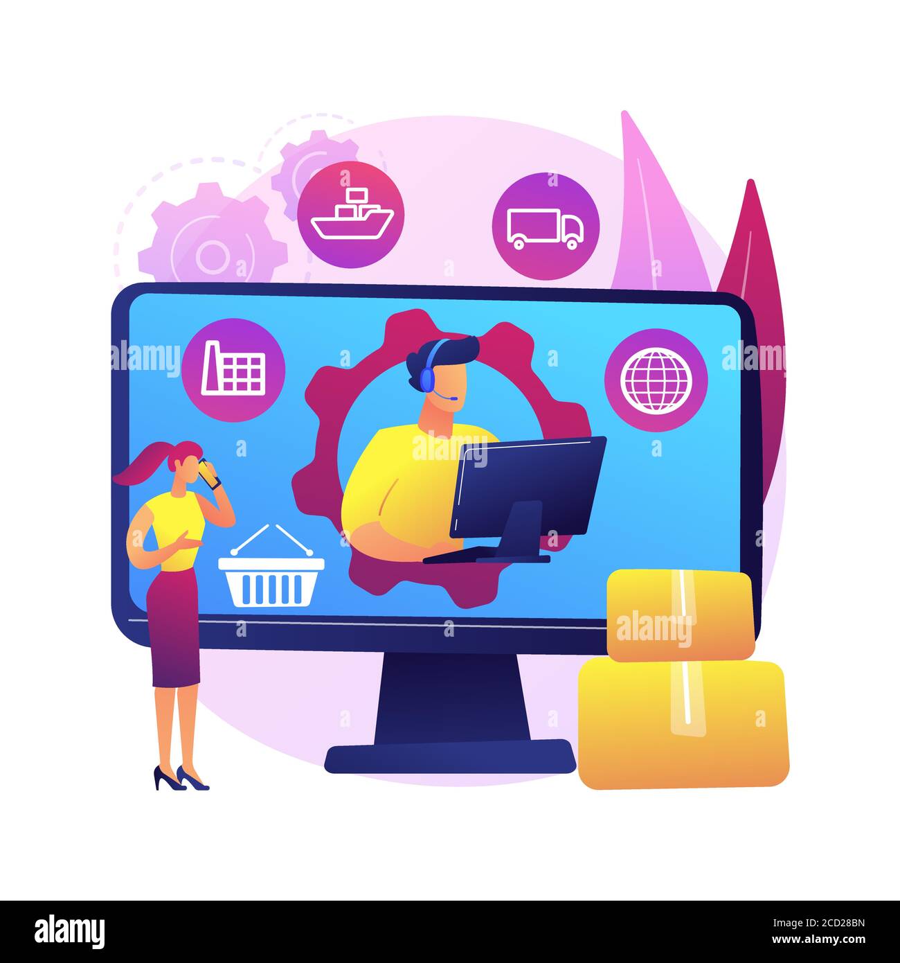 Handling and order processing abstract concept vector illustration. Stock Vector