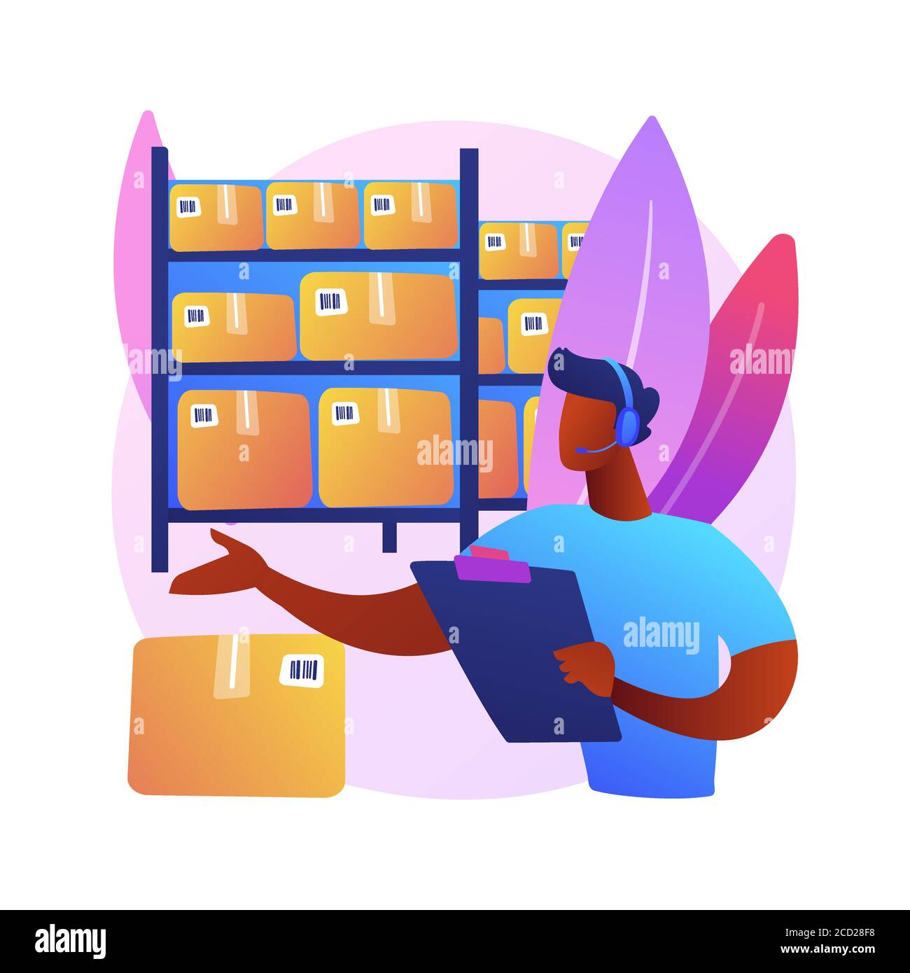 Warehouse voice tasking abstract concept vector illustration. Stock Vector