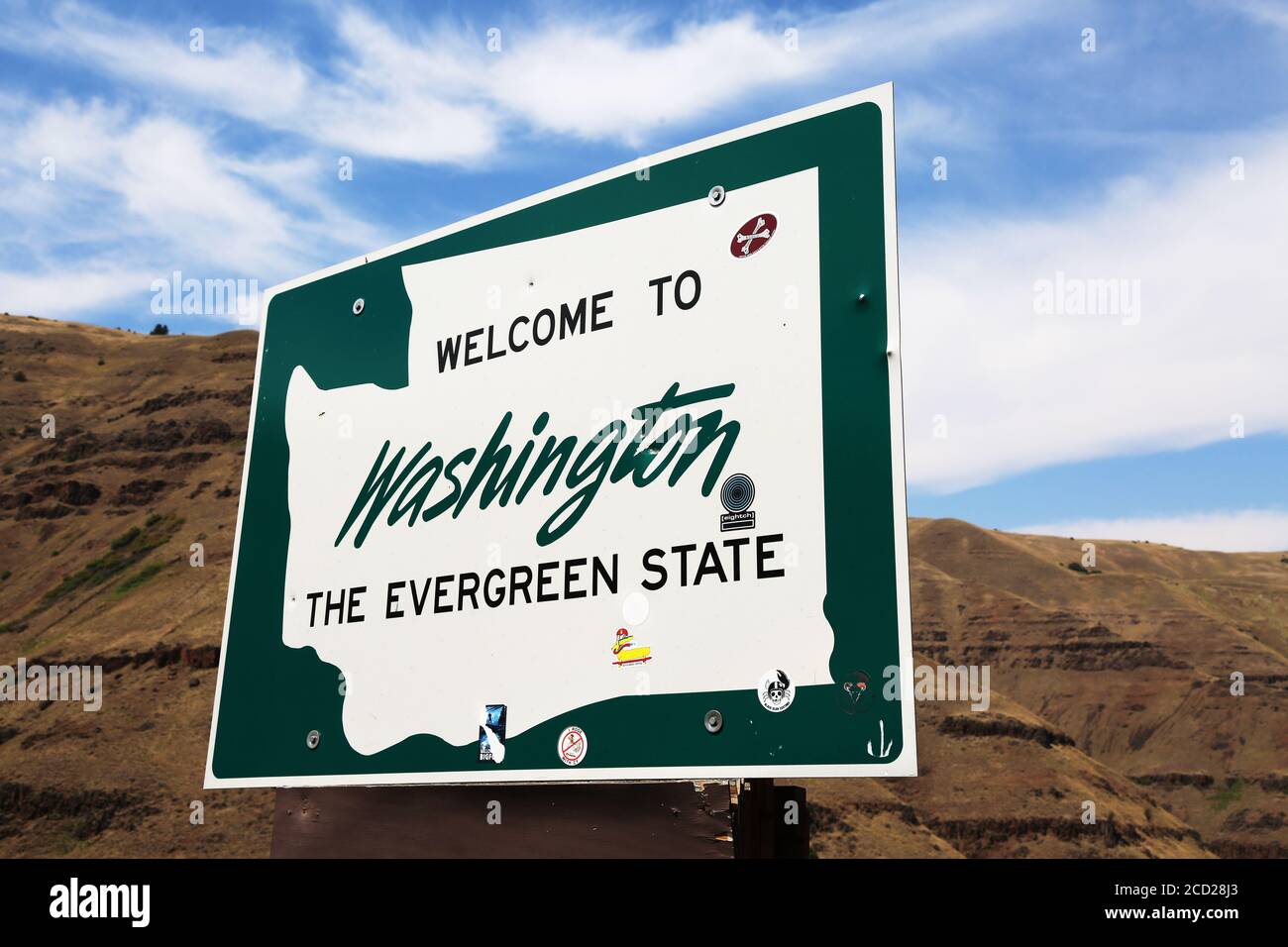 to Washington from Oregon border sign on the Lewiston Highway