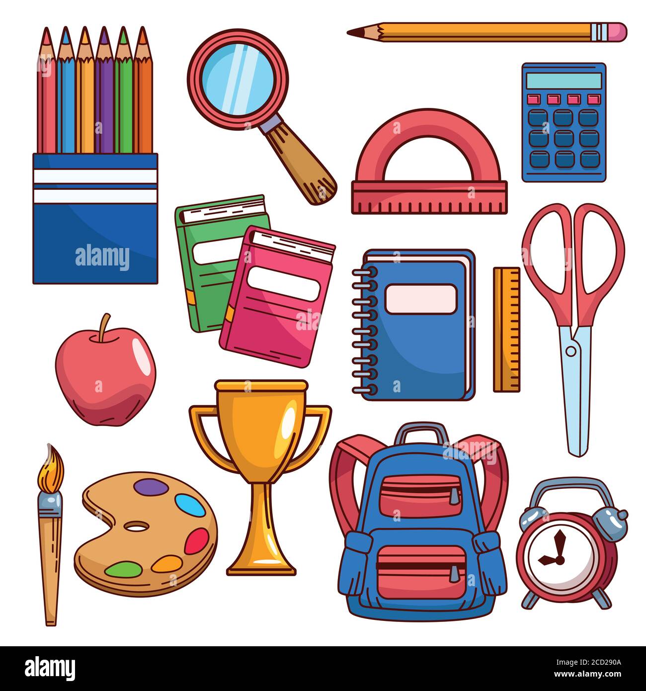 back to school set supplies objects vector illustration design Stock