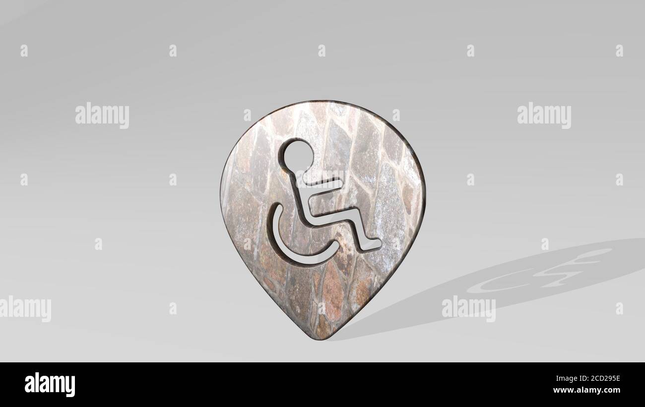 style three pin disabled 3D icon standing on the floor, 3D illustration ...
