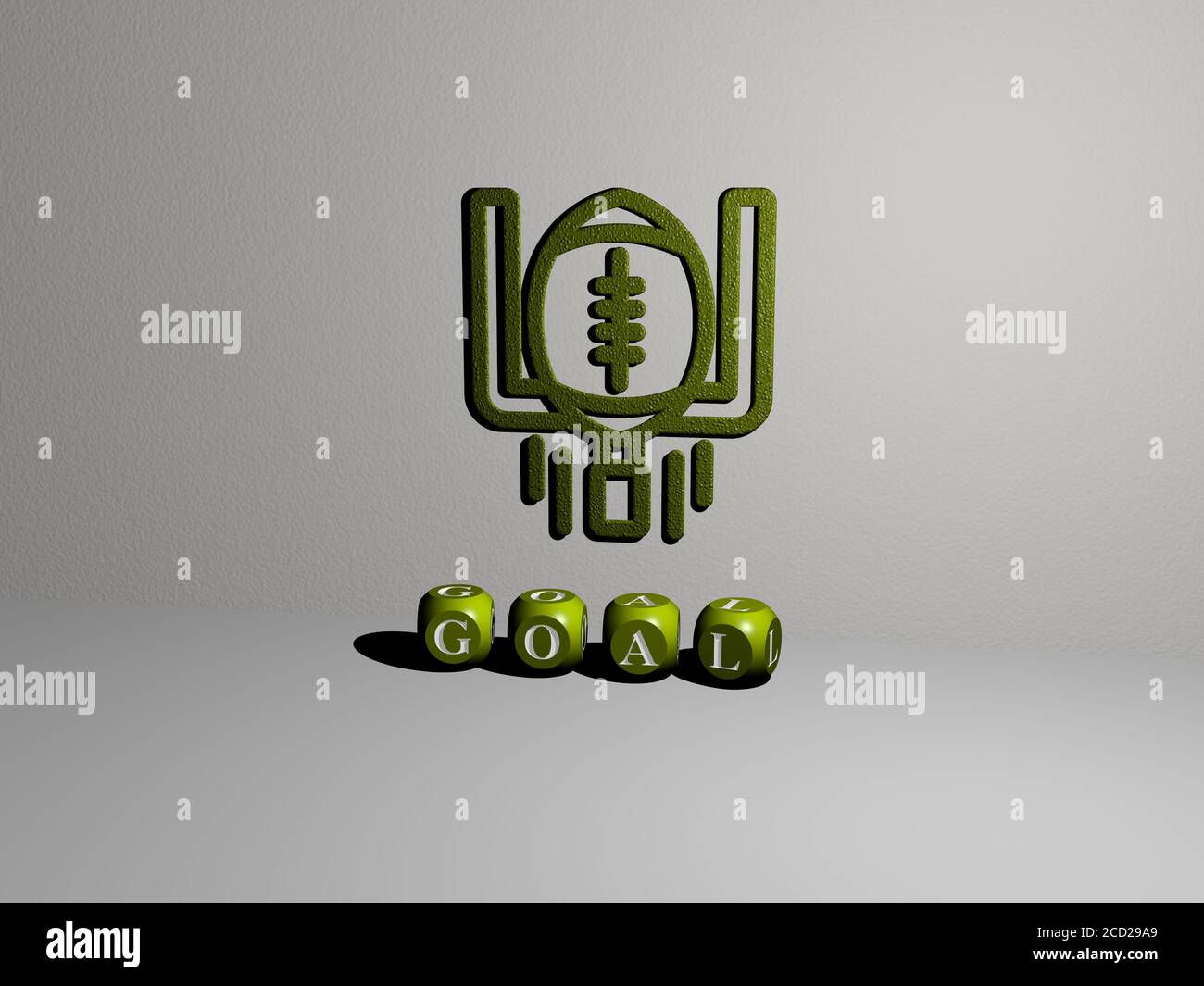 3D representation of goal with icon on the wall and text arranged by ...