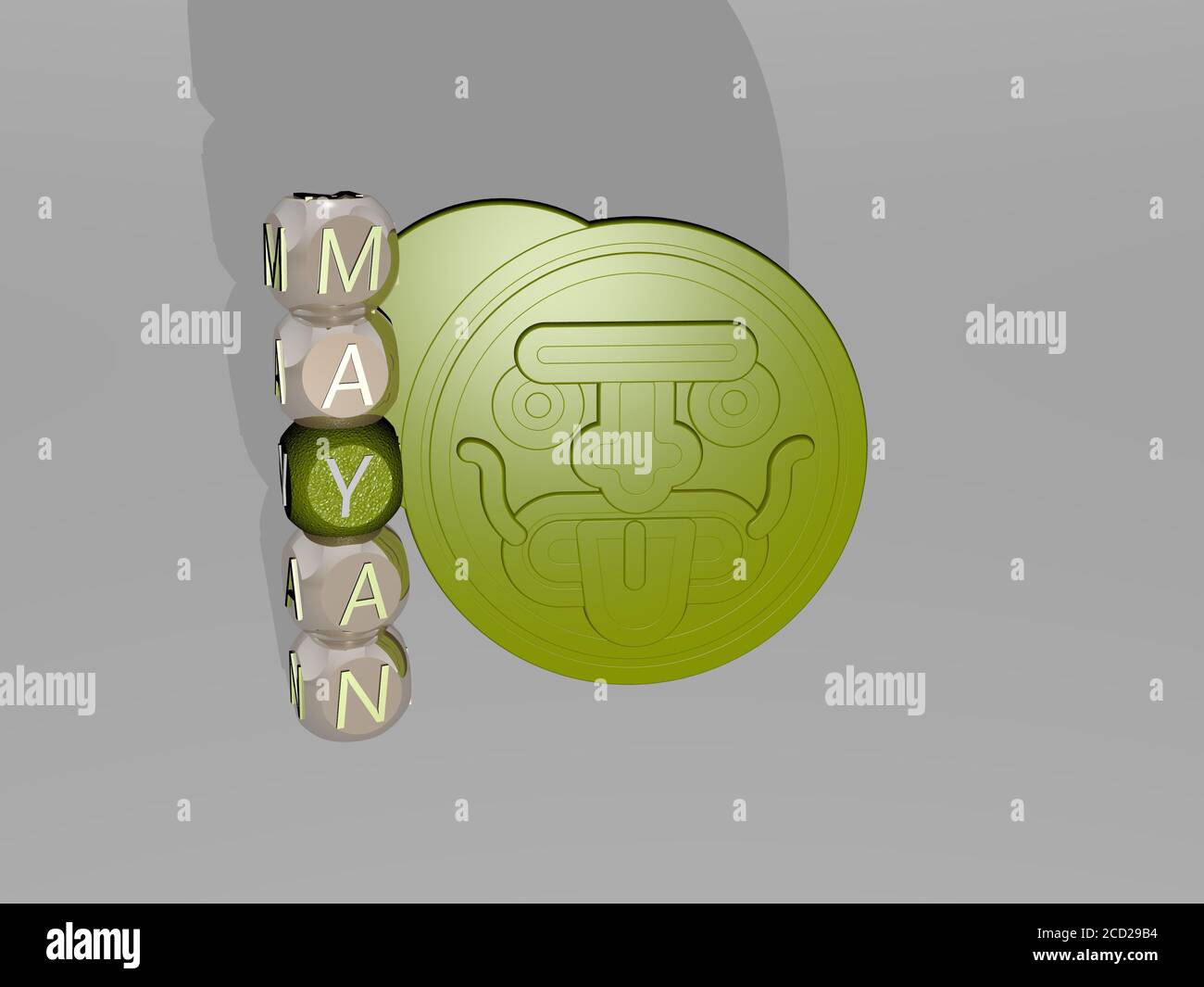 3D graphical image of MAYAN vertically along with text built around the ...