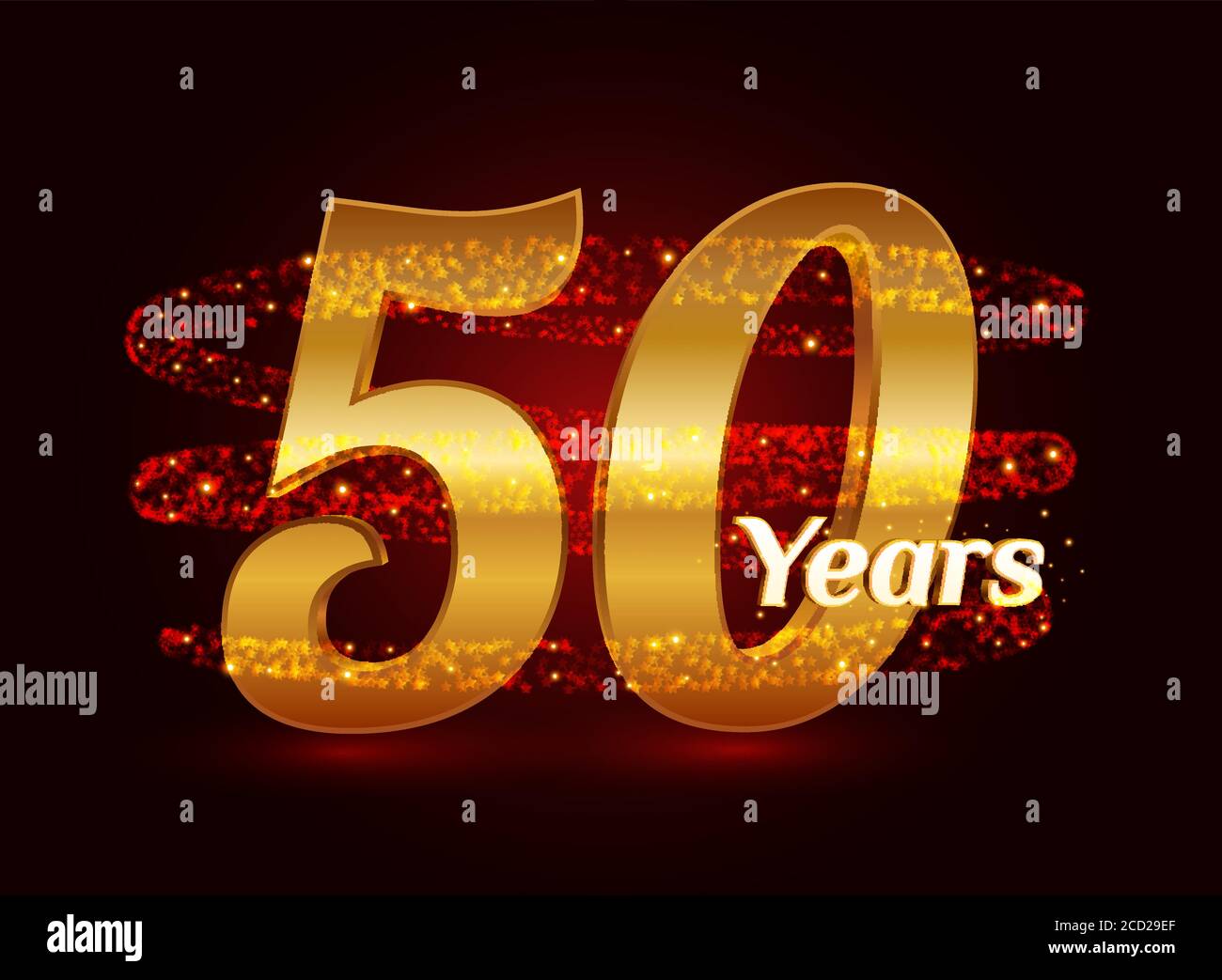 50 years golden anniversary 3d logo celebration with glittering spiral