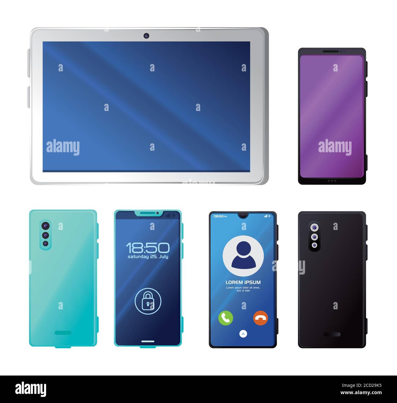 set realistic smartphones and tablet mockup Stock Vector Image & Art ...