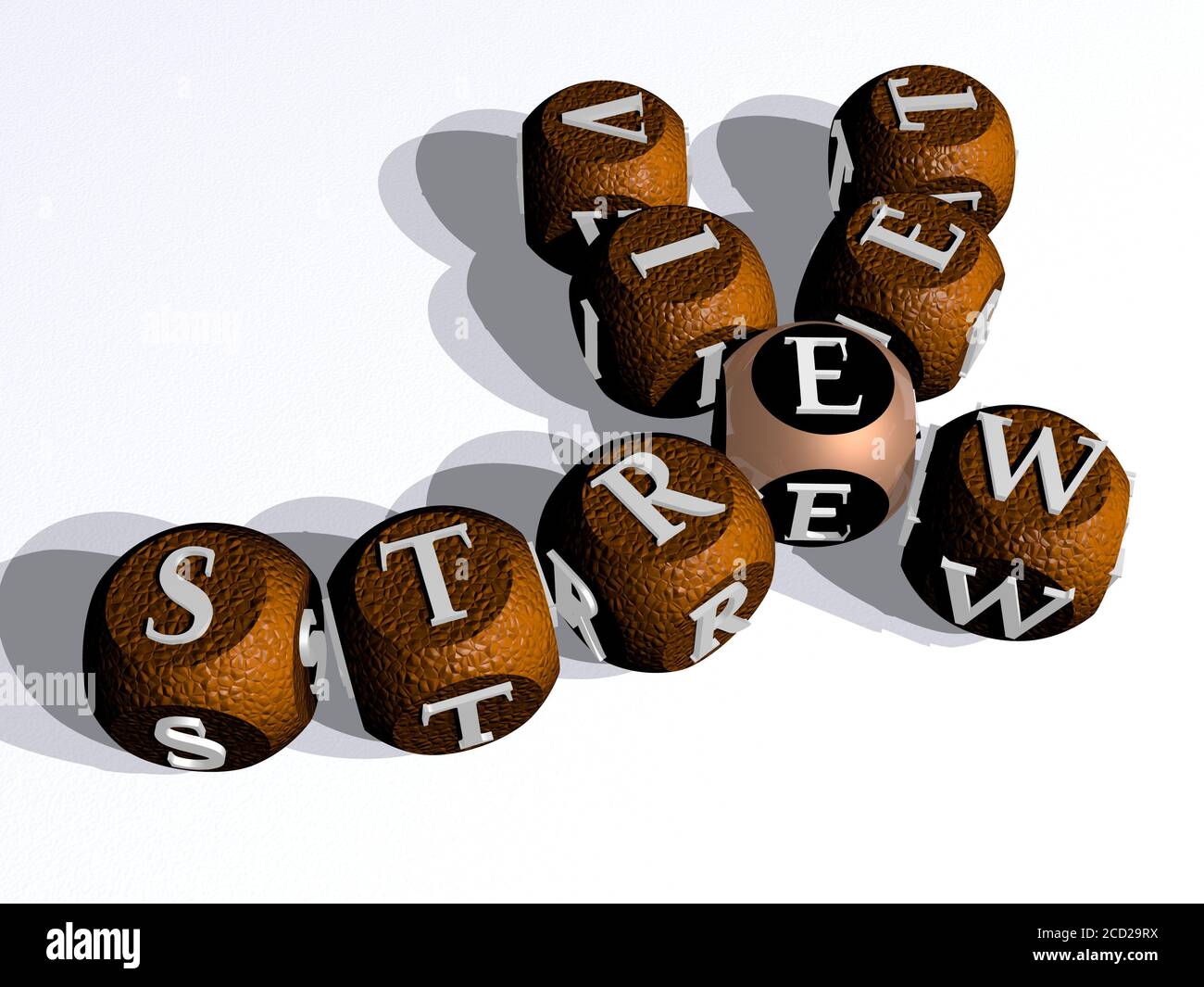 street view curved crossword of cubic dice letters, 3D illustration Stock Photo Alamy