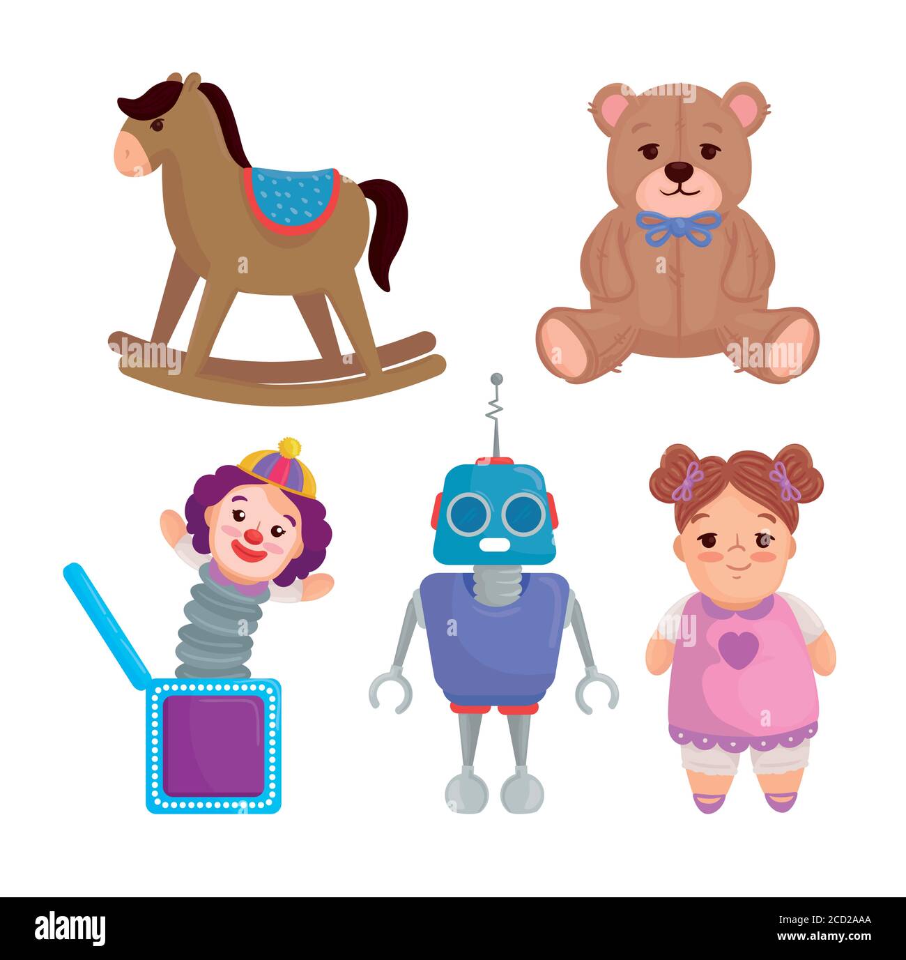 set of cute toys kids on white background Stock Vector Image & Art Alamy