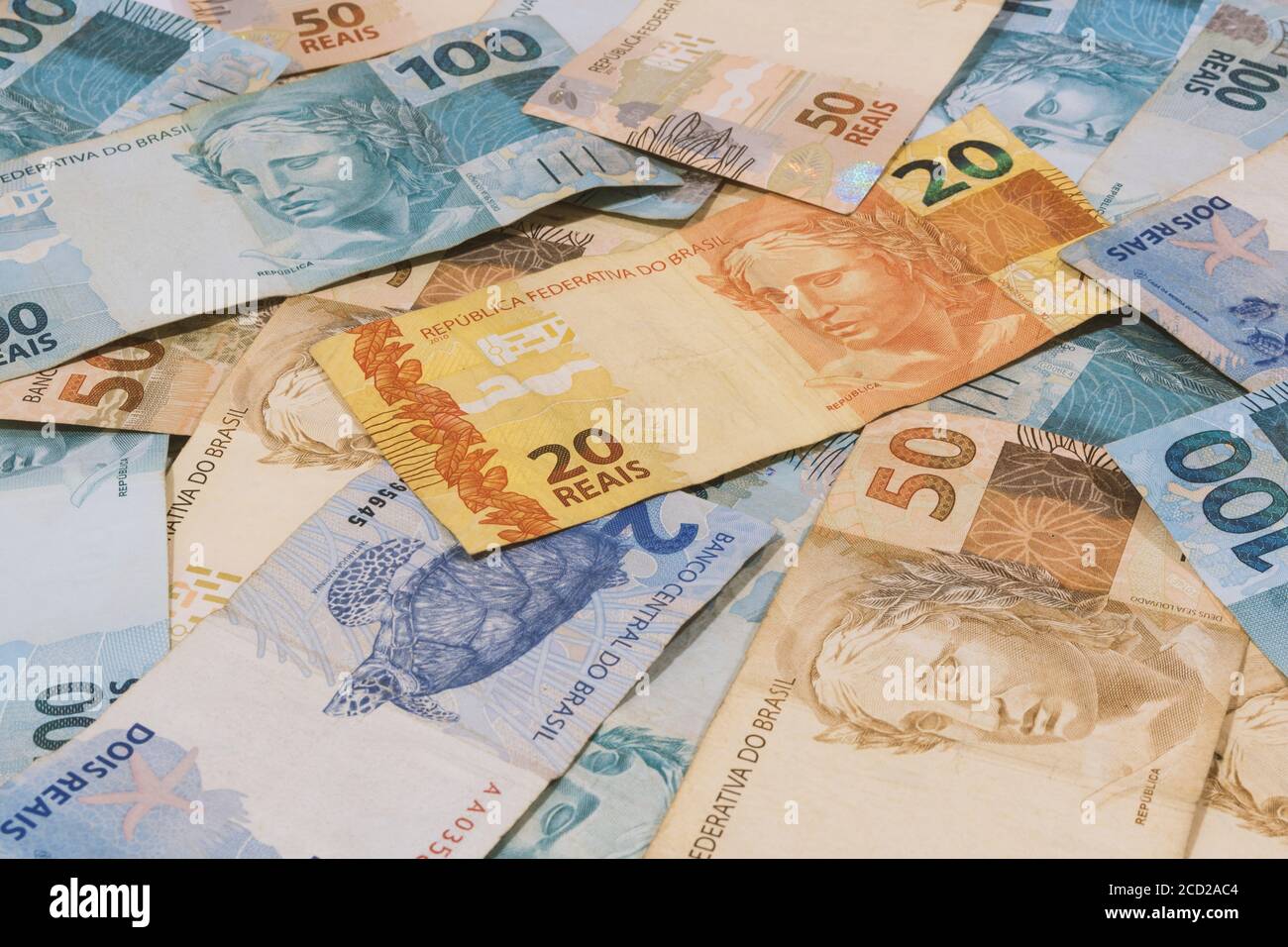 Brazilian money with blank space. Stock Photo