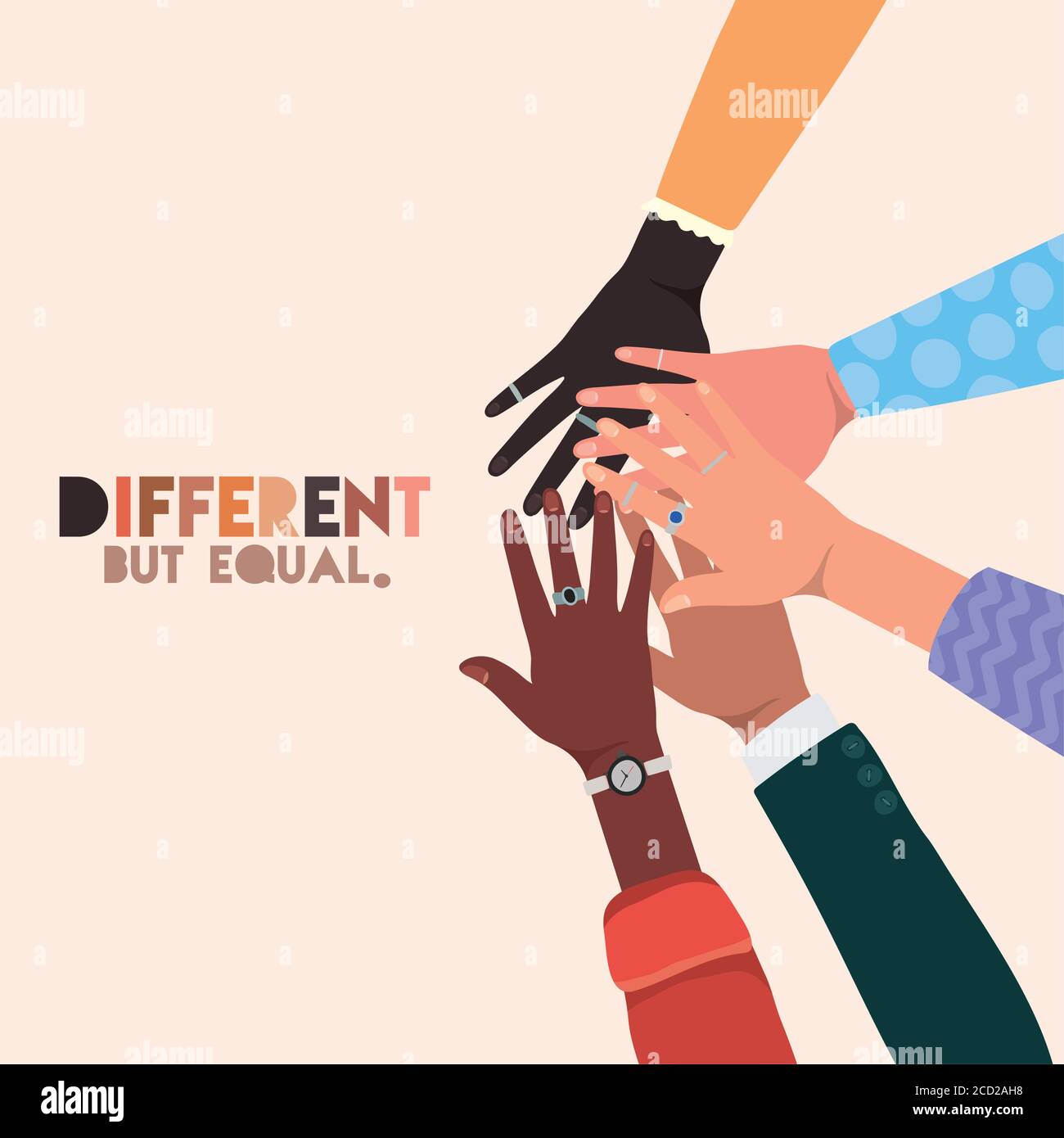 different but equal and diversity skins hands touching each other ...