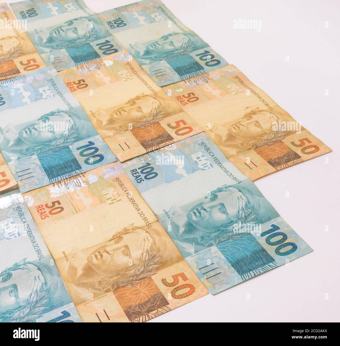 Brazilian money with blank space. Stock Photo