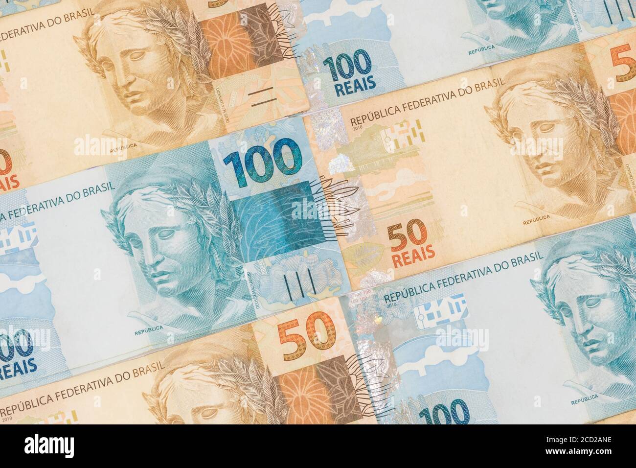 Brazilian money with blank space. Stock Photo