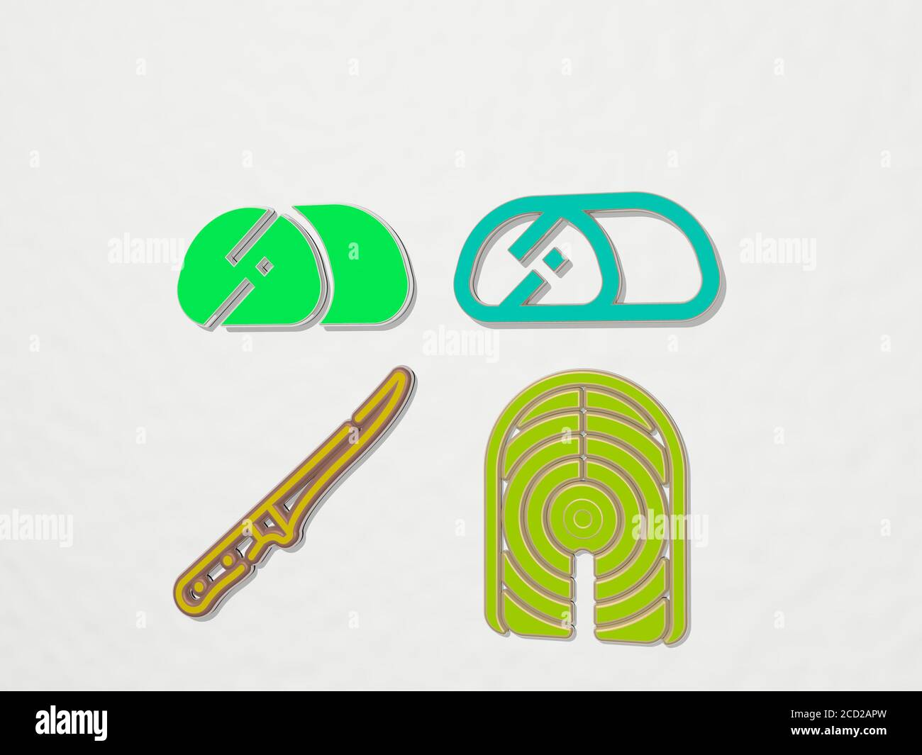 FILLET 4 icons set, 3D illustration Stock Photo - Alamy