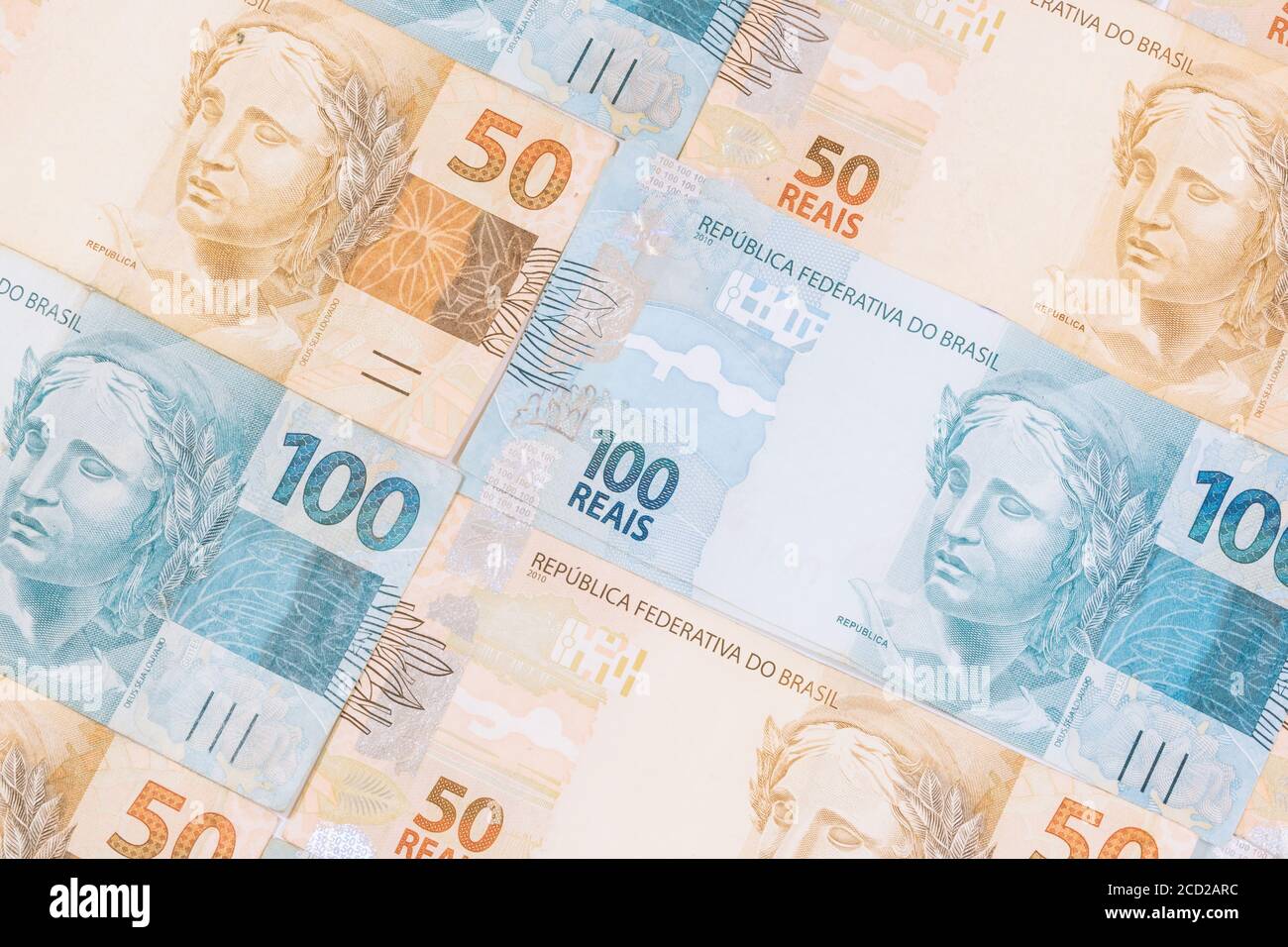 Brazilian money with blank space. Stock Photo