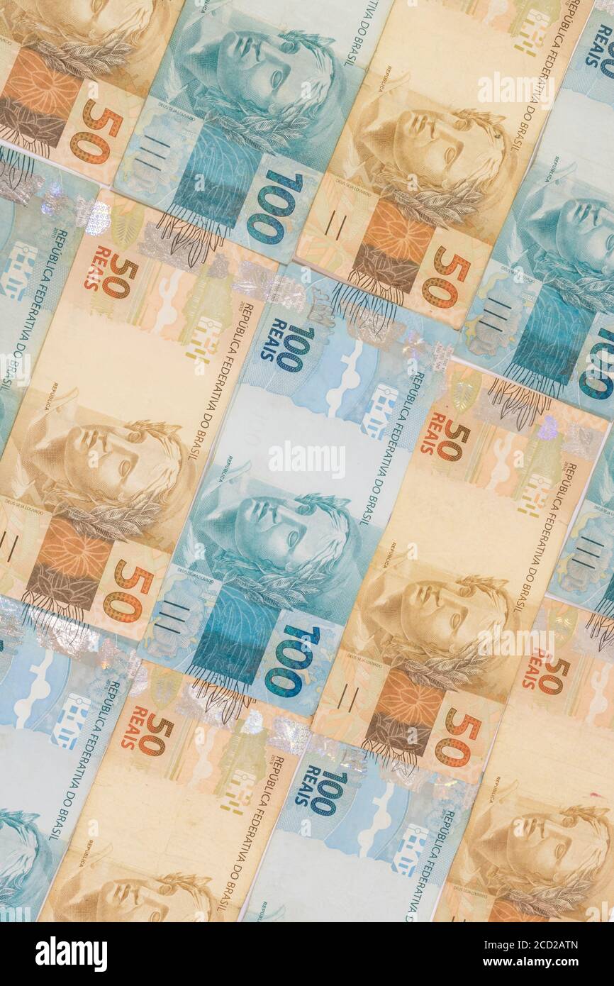 Brazilian money with blank space. Stock Photo