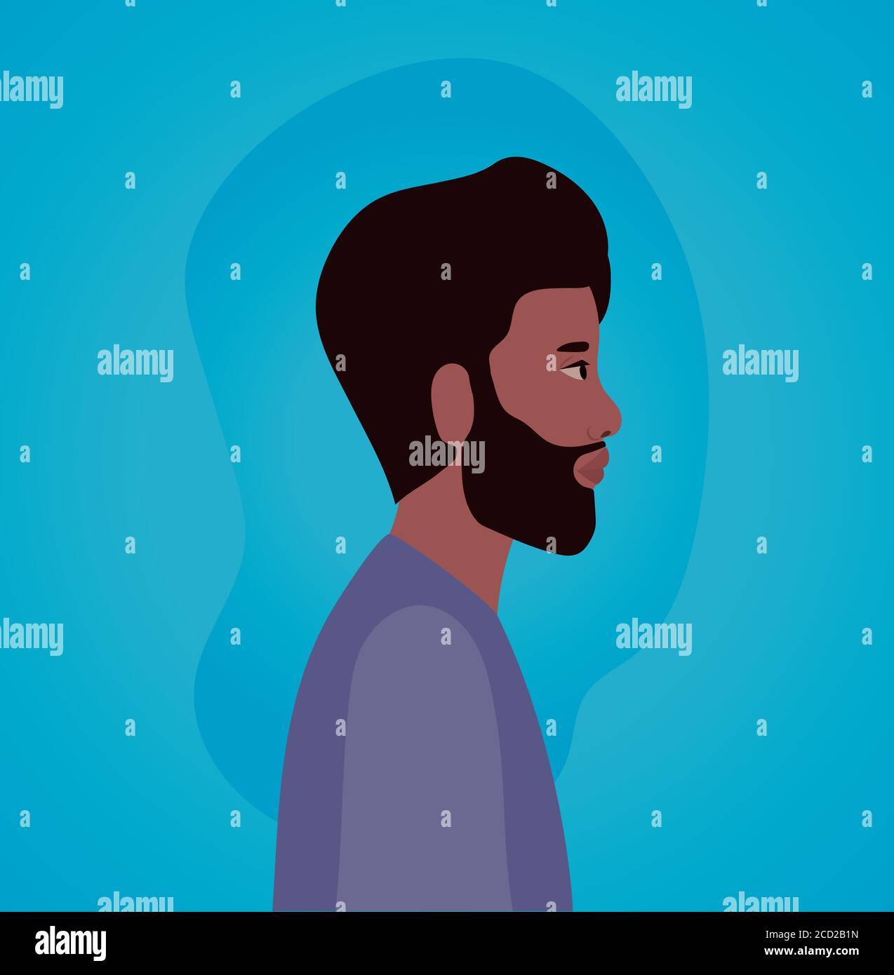 black man cartoon with beard in side view on blue background design, Boy  male person people human social media and portrait theme Vector  illustration Stock Vector Image & Art - Alamy