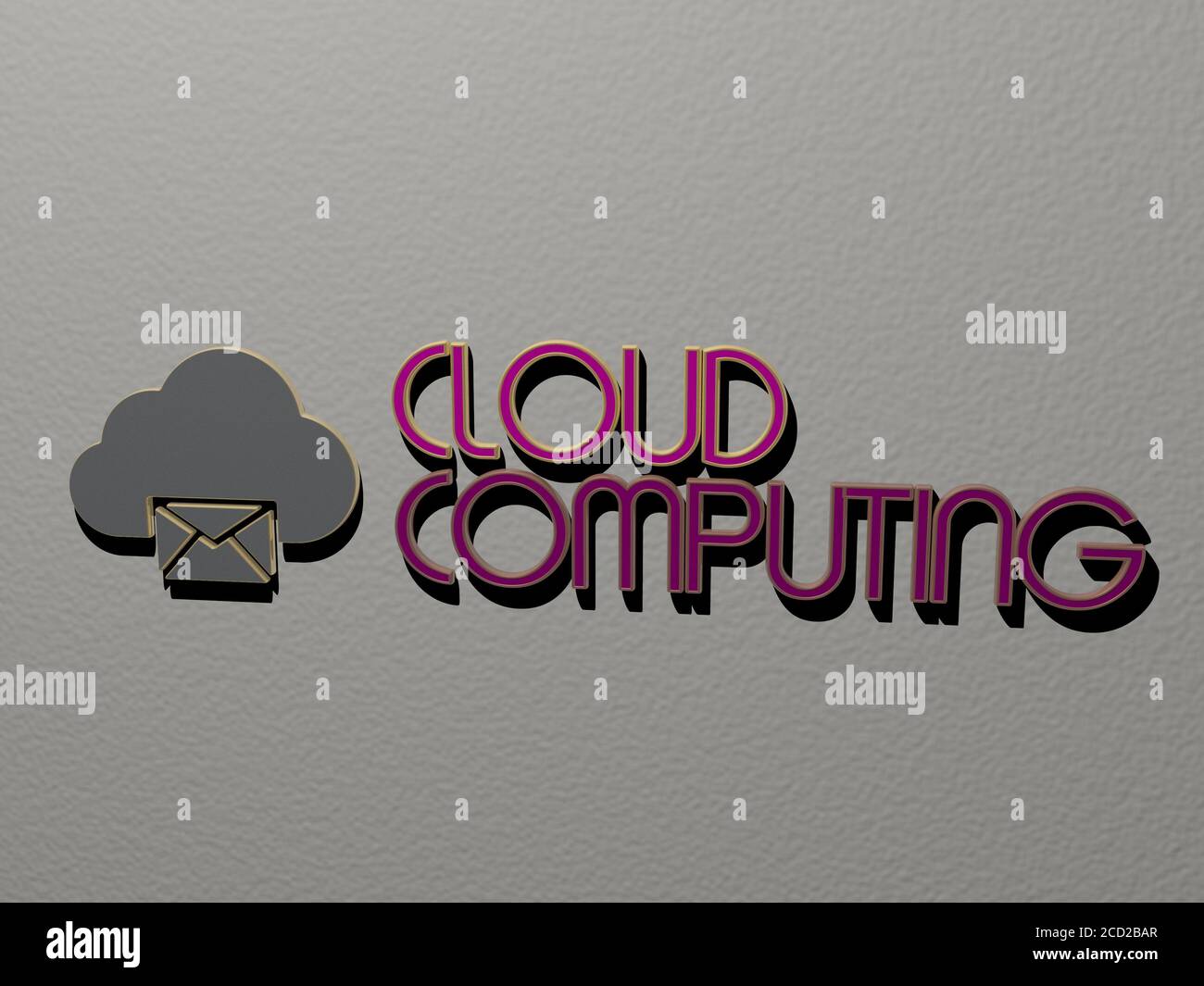 CLOUD COMPUTING icon and text on the wall, 3D illustration Stock Photo ...