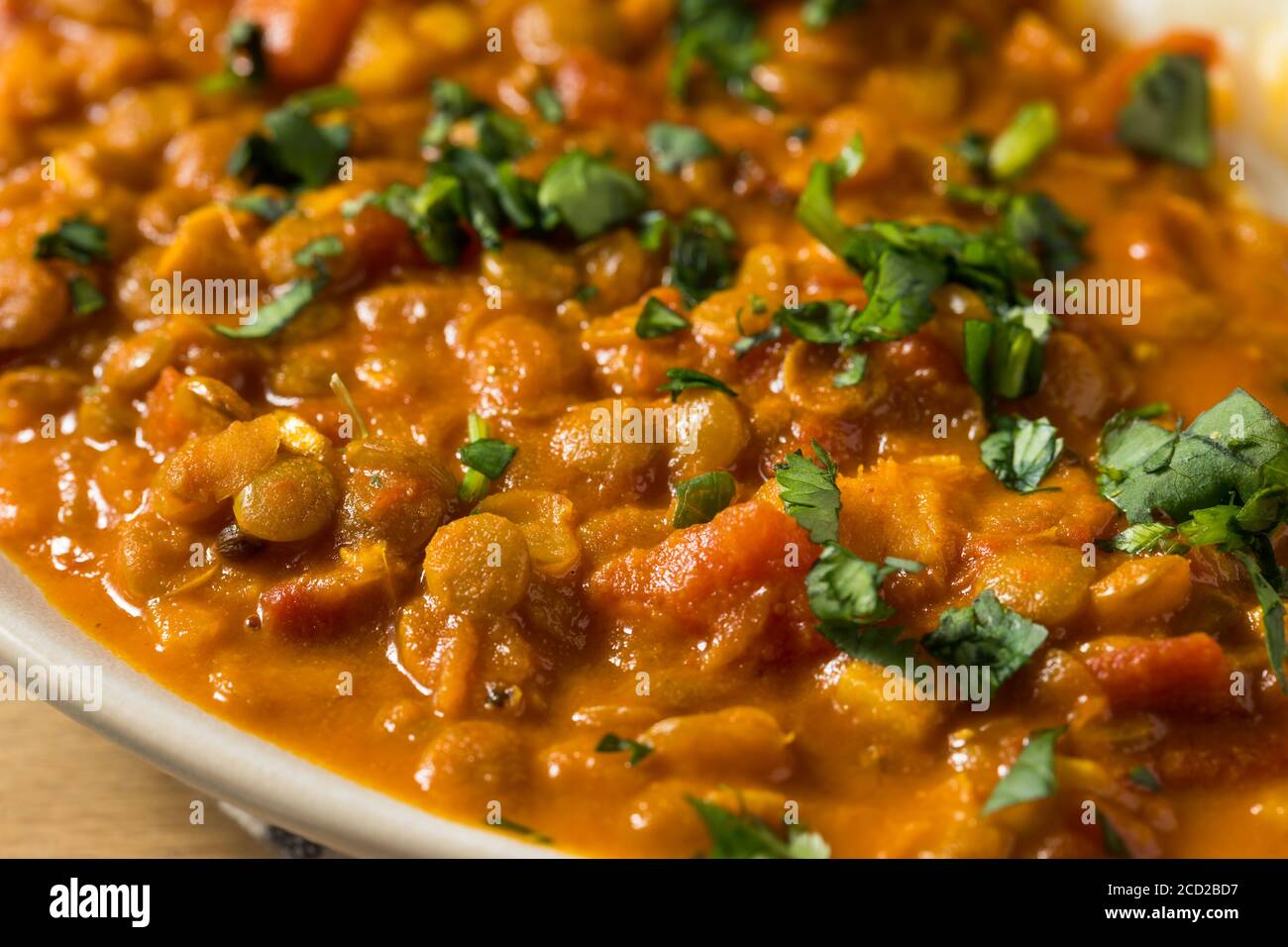 Homemade Spicy Indian Curry Lentils with Rice and Cilantro Stock Photo Alamy