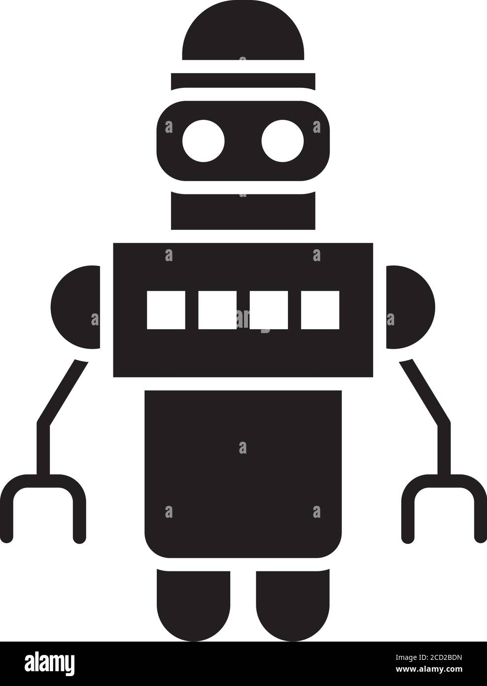 cartoon robot with two hands standing over white background, silhouette  style, vector illustration Stock Vector Image & Art - Alamy
