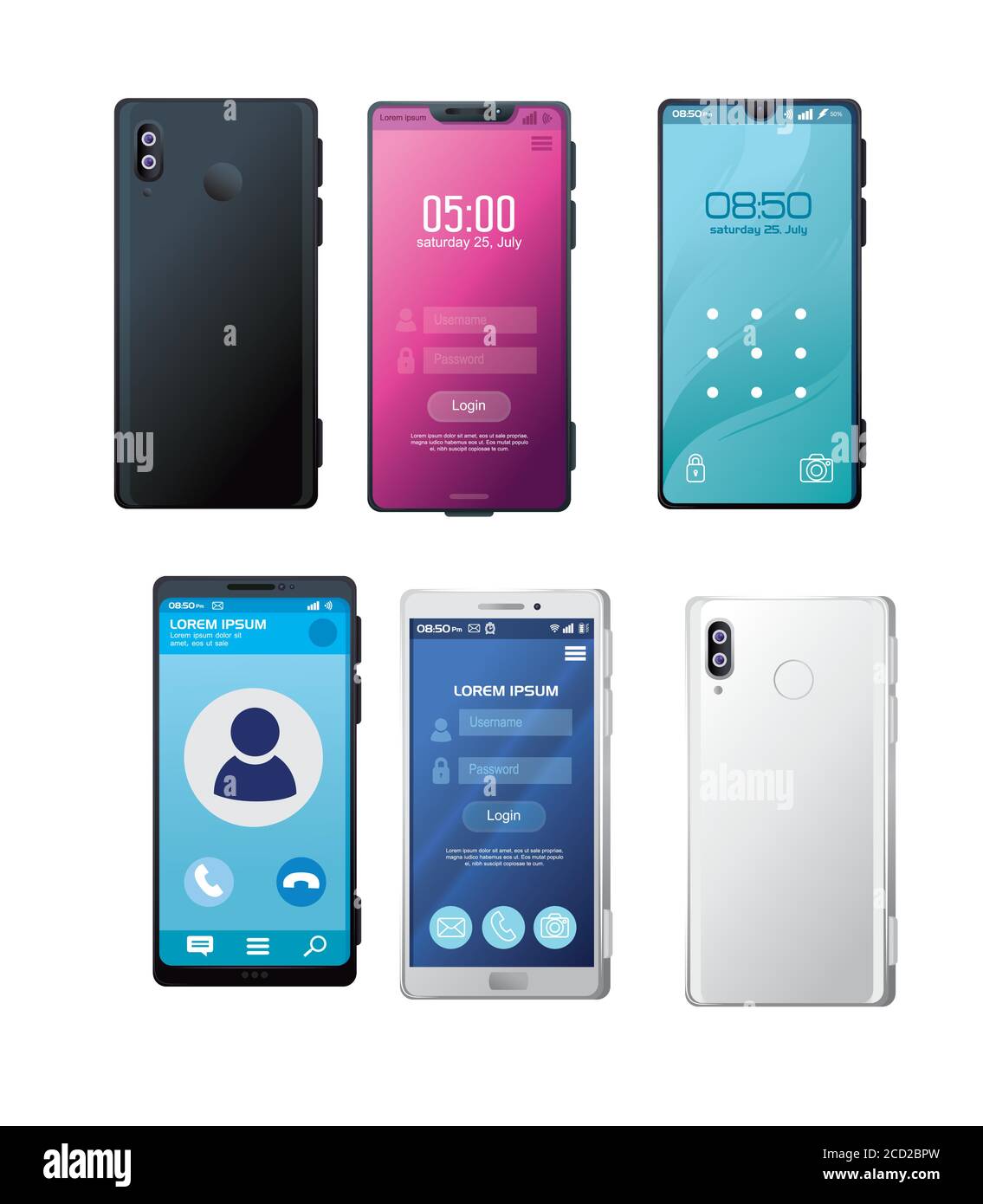 set of realistic smartphones mockup Stock Vector Image & Art - Alamy
