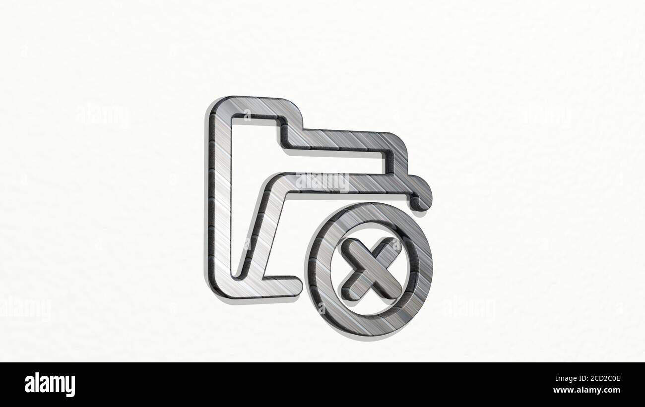 FOLDER REMOVE 3D icon on the wall, 3D illustration Stock Photo - Alamy
