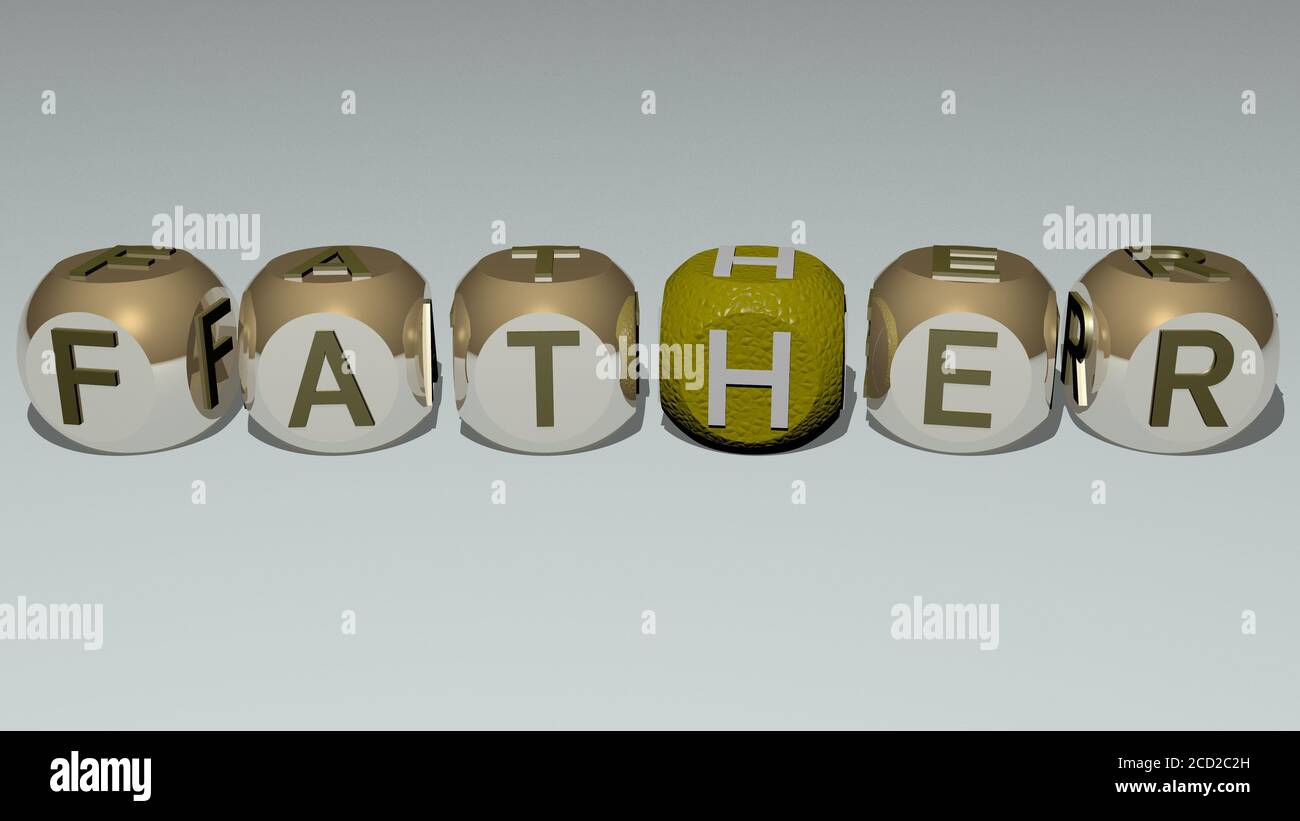 father text by cubic dice letters, 3D illustration Stock Photo