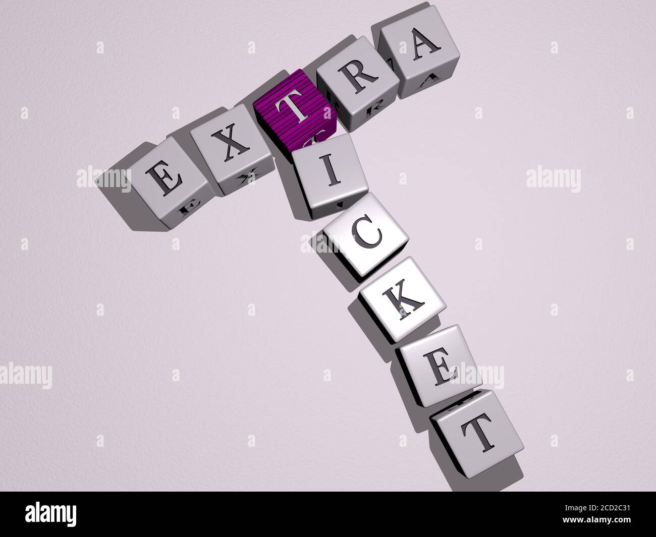 EXTRA TICKET crossword by cubic dice letters 3D illustration Stock EXTRA TICKET crossword by cubic dice letters 3D illustration Stock
